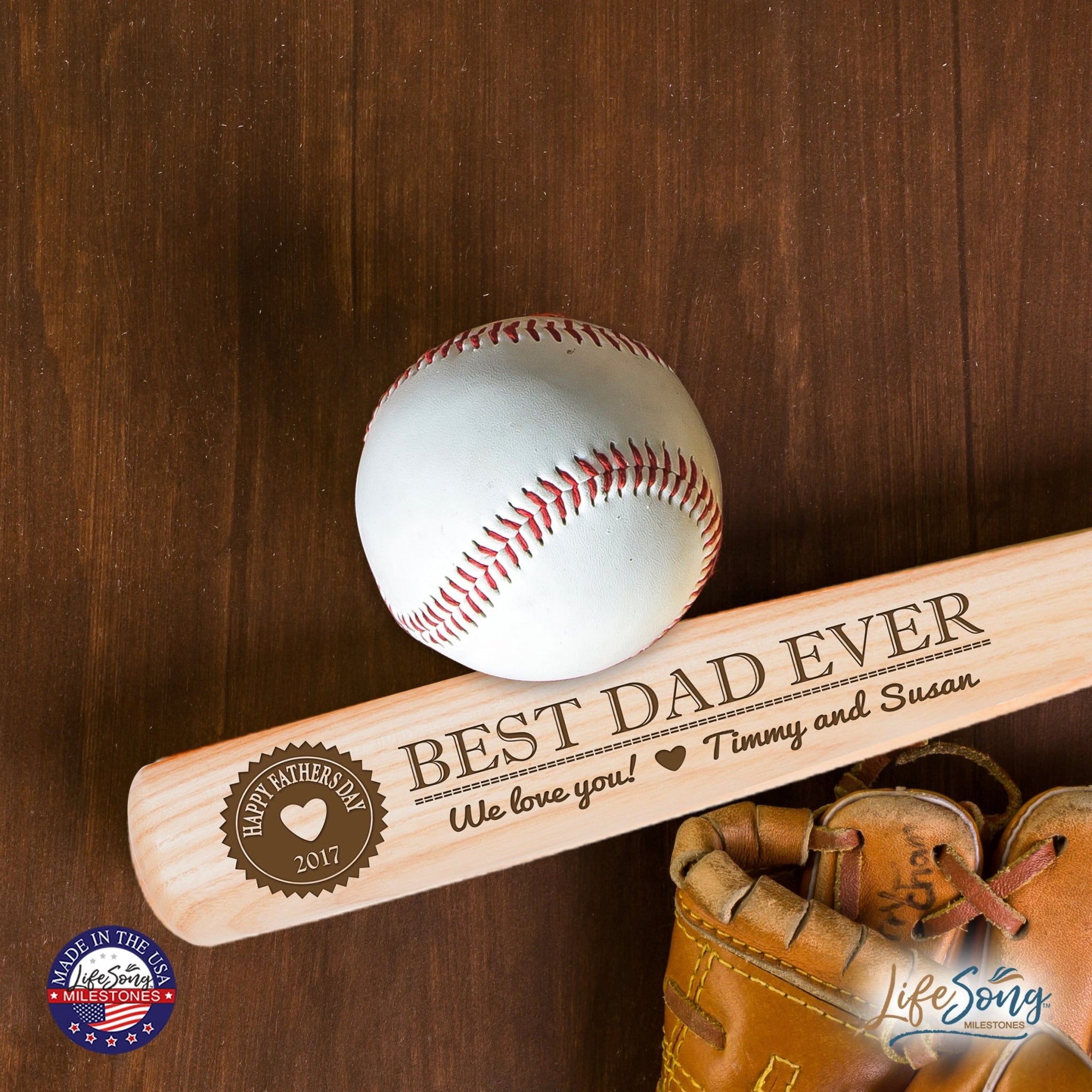 Unique Personalized Father's Day Baseball Bat Shelf Décor - Best Dad - LifeSong Milestones