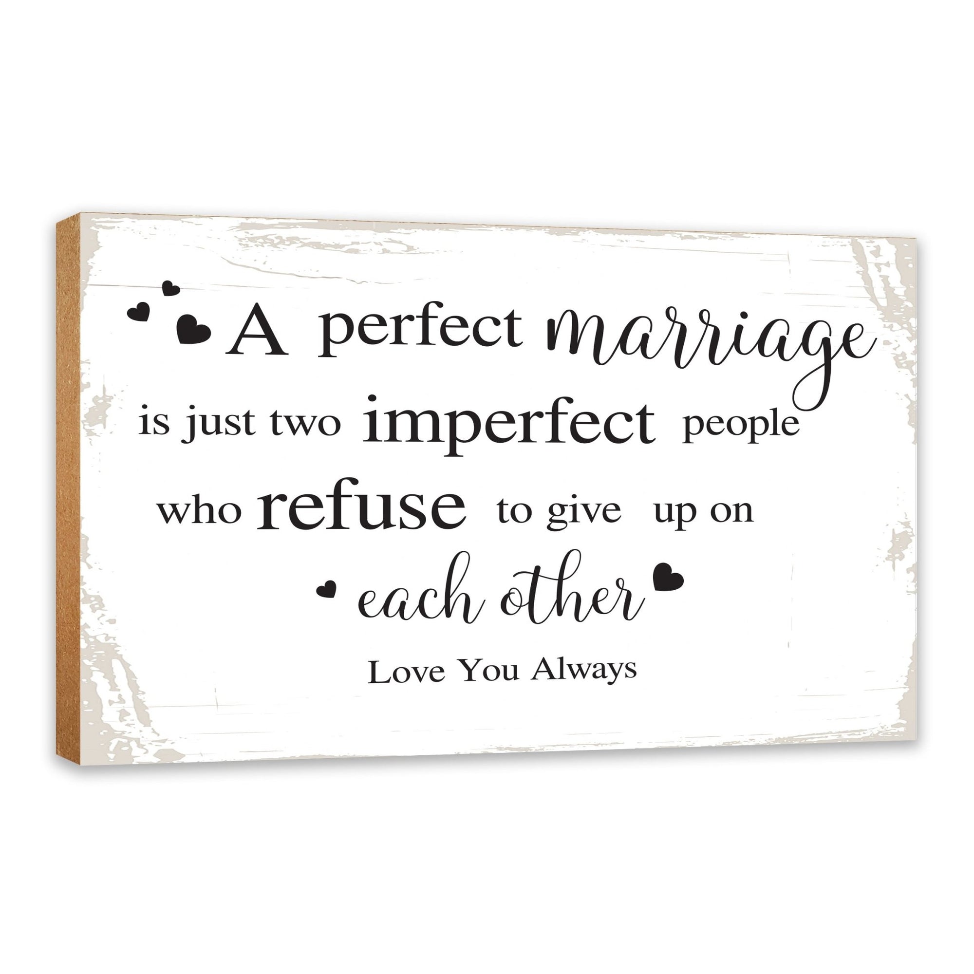 Unique Shelf Decor and Tabletop Signs for Wedding Anniversary Gift for Couples - A Perfect Marriage - LifeSong Milestones