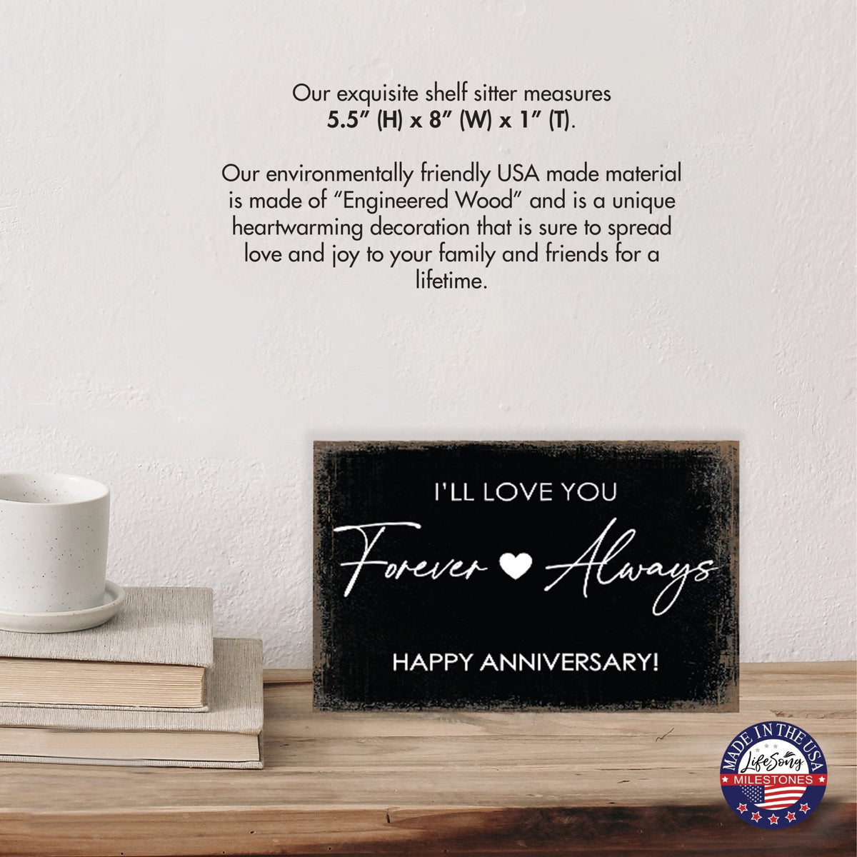 Unique Shelf Decor and Tabletop Signs for Wedding Anniversary Gift for Couples - Forever and Always - LifeSong Milestones
