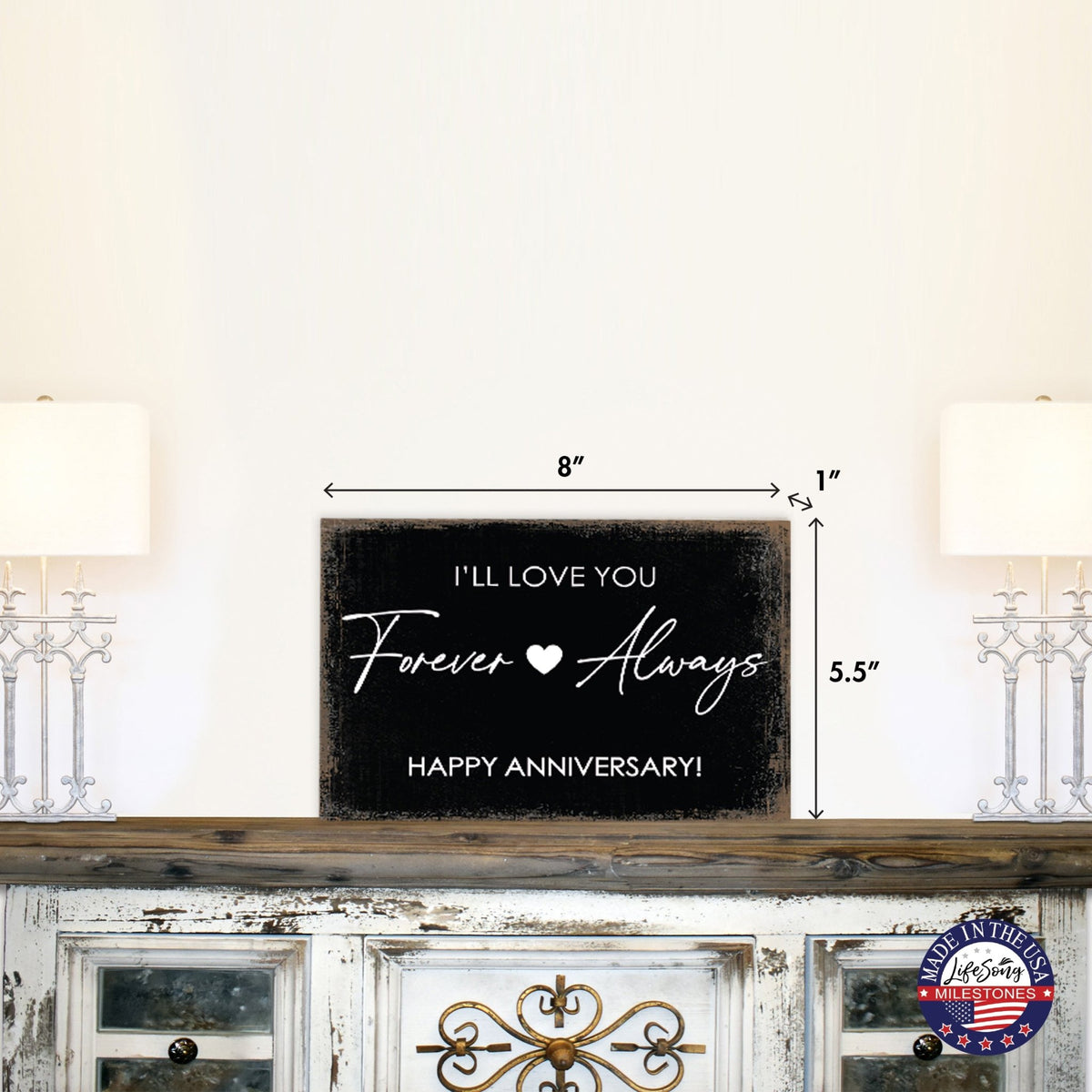 Unique Shelf Decor and Tabletop Signs for Wedding Anniversary Gift for Couples - Forever and Always - LifeSong Milestones