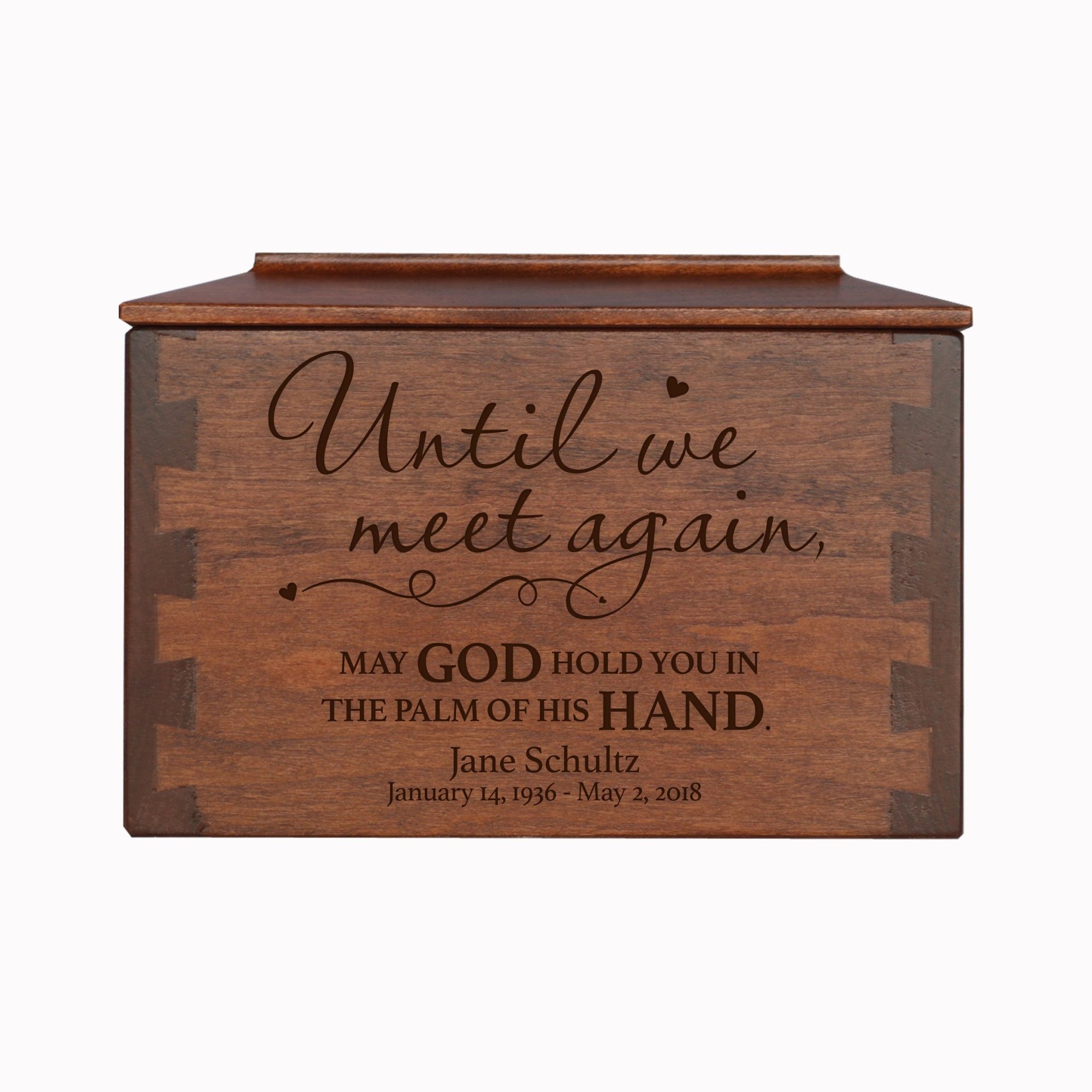 Until We Meet Again Personalized Memorial Decorative Dovetail Cremation Urn For Human Ashes Funeral and Condolence Keepsake - LifeSong Milestones