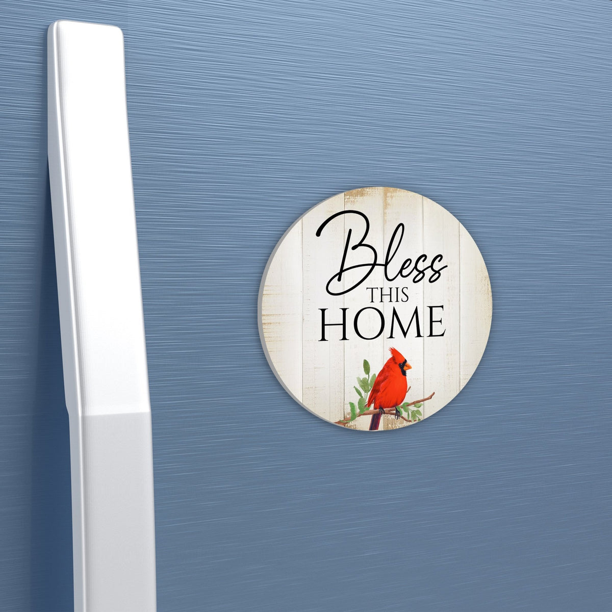 Vintage-Inspired Cardinal Wooden Magnet Printed With Everyday Inspirational Verses Gift Ideas - Bless This Home - LifeSong Milestones