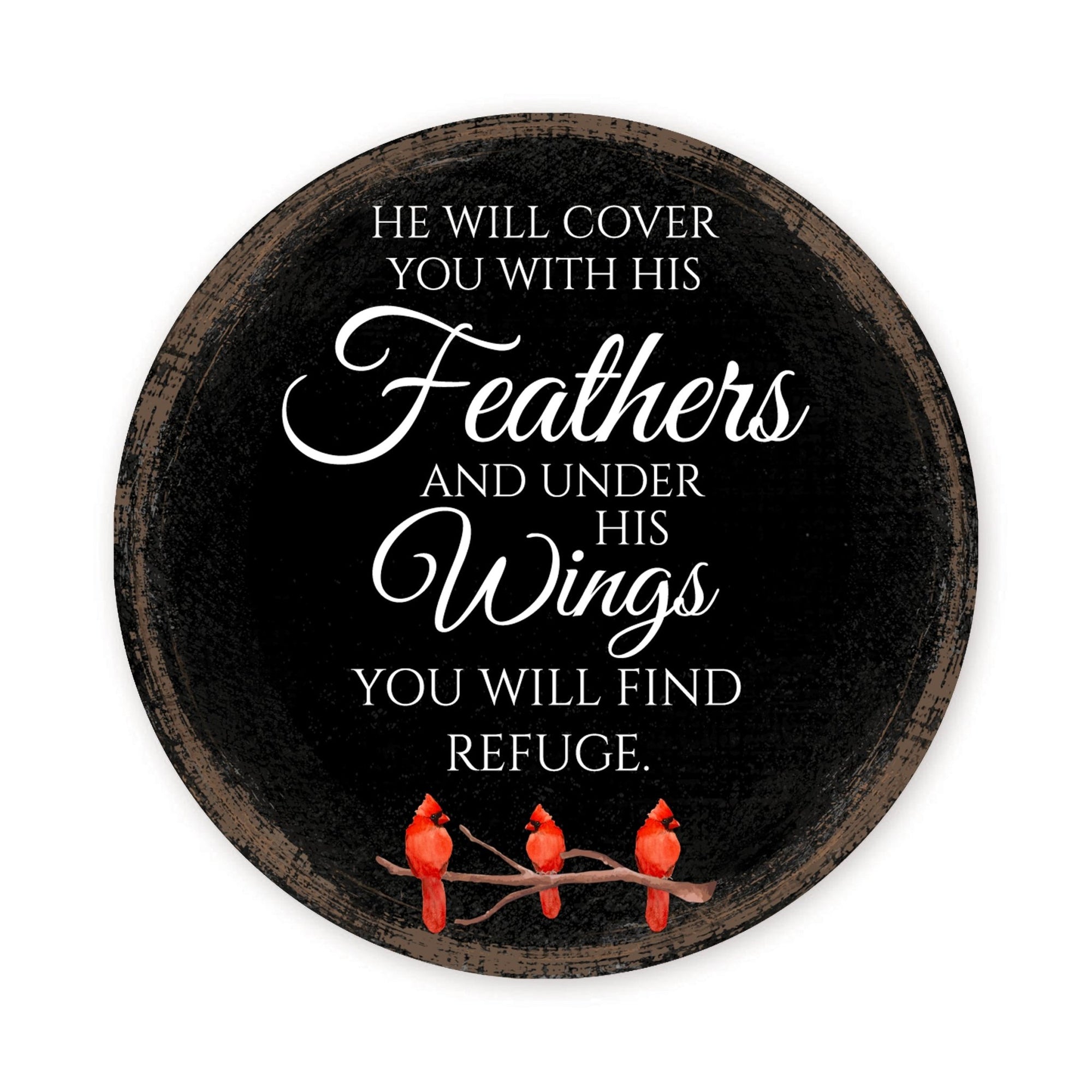 Vintage-Inspired Cardinal Wooden Magnet Printed With Everyday Inspirational Verses Gift Ideas - He Will Cover - LifeSong Milestones