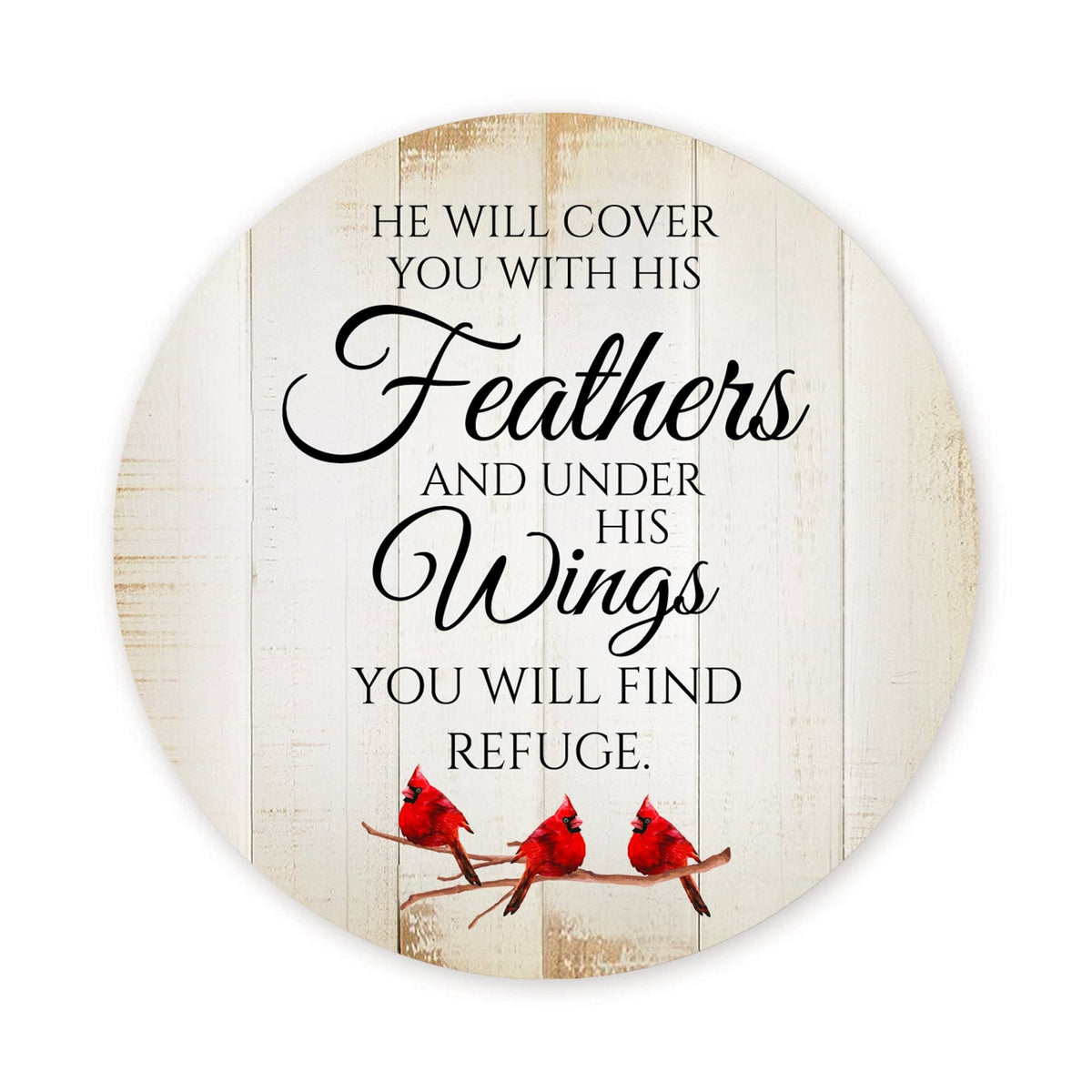 Vintage-Inspired Cardinal Wooden Magnet Printed With Everyday Inspirational Verses Gift Ideas - He Will Cover - LifeSong Milestones