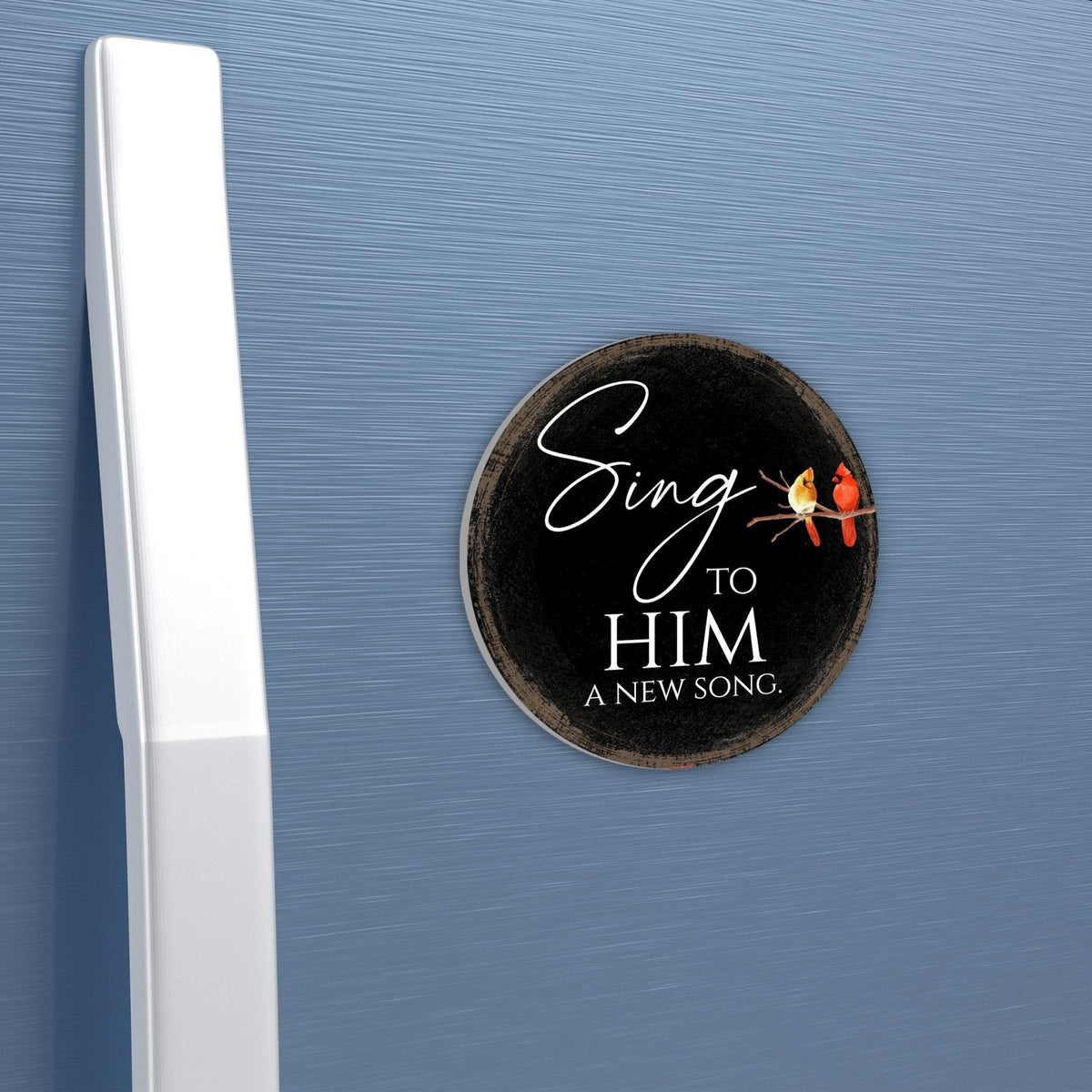 Vintage - Inspired Cardinal Wooden Magnet Printed With Everyday Inspirational Verses Gift Ideas - Sing To Him - LifeSong Milestones