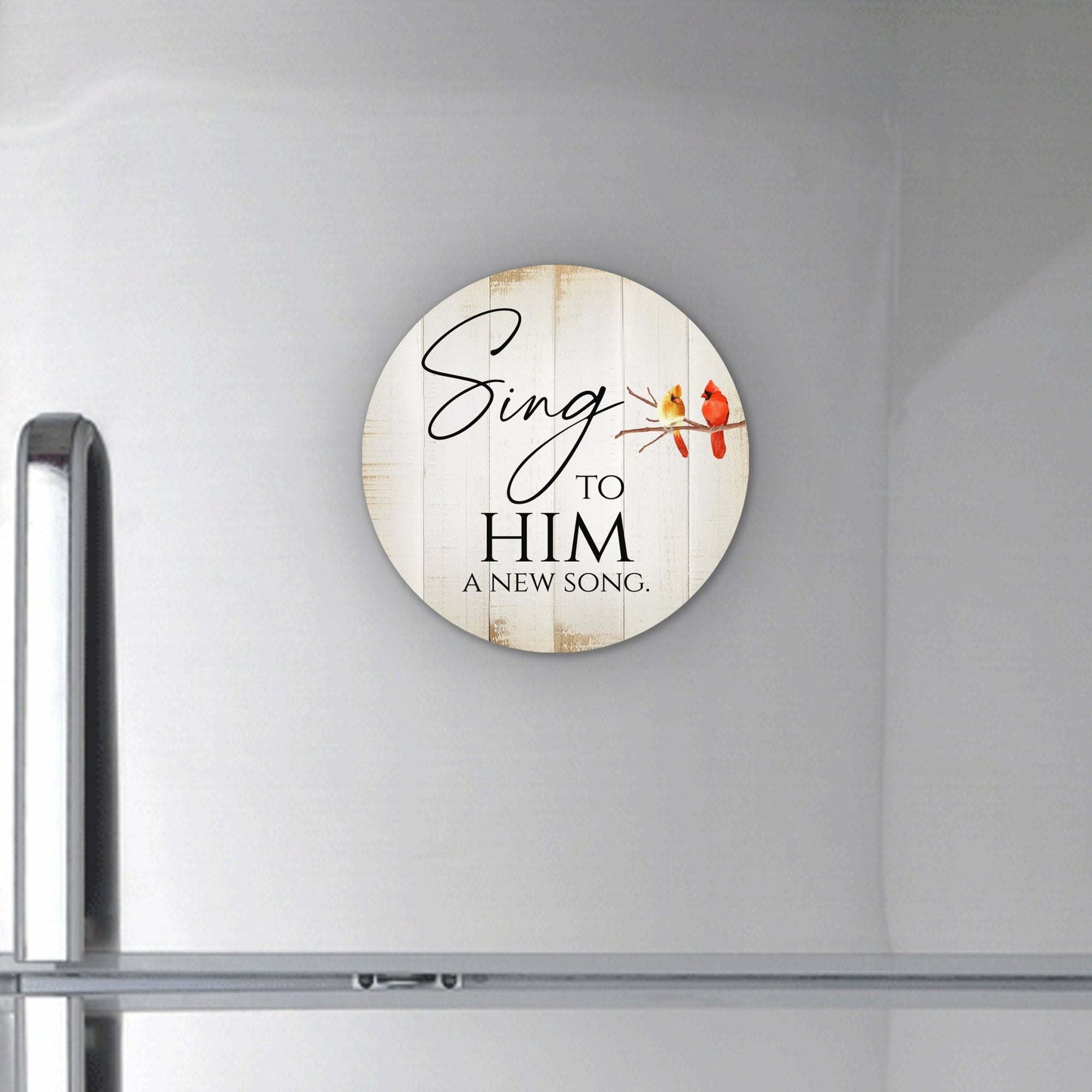 Vintage-Inspired Cardinal Wooden Magnet Printed With Everyday Inspirational Verses Gift Ideas - Sing To Him - LifeSong Milestones