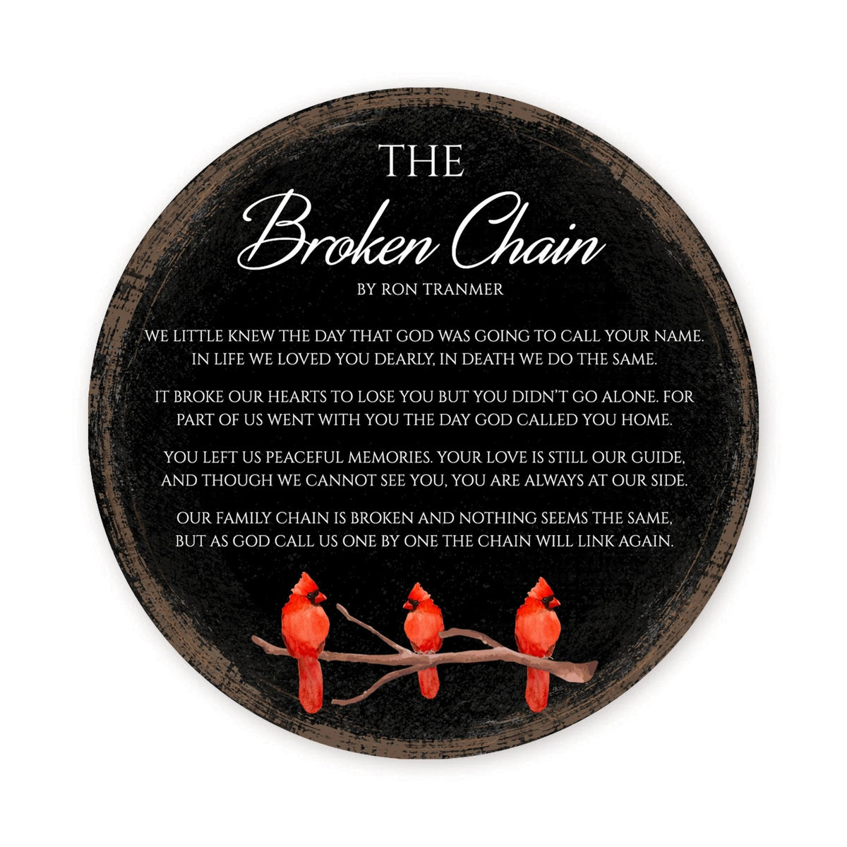 The Broken Chain Memorial Magnet - Cardinal Design - USA Made Bereavement Gift by Ron Tranmer