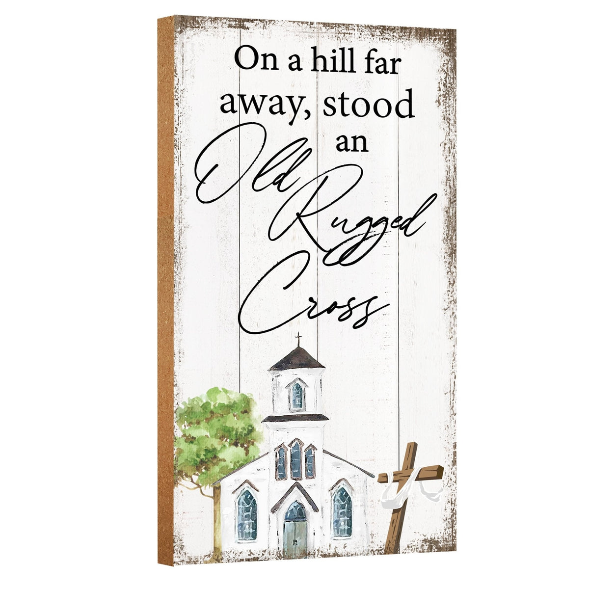Vintage - Inspired Wooden Shelf Décor For Home, Offices, & Gift Ideas - Old Rugged Cross - LifeSong Milestones