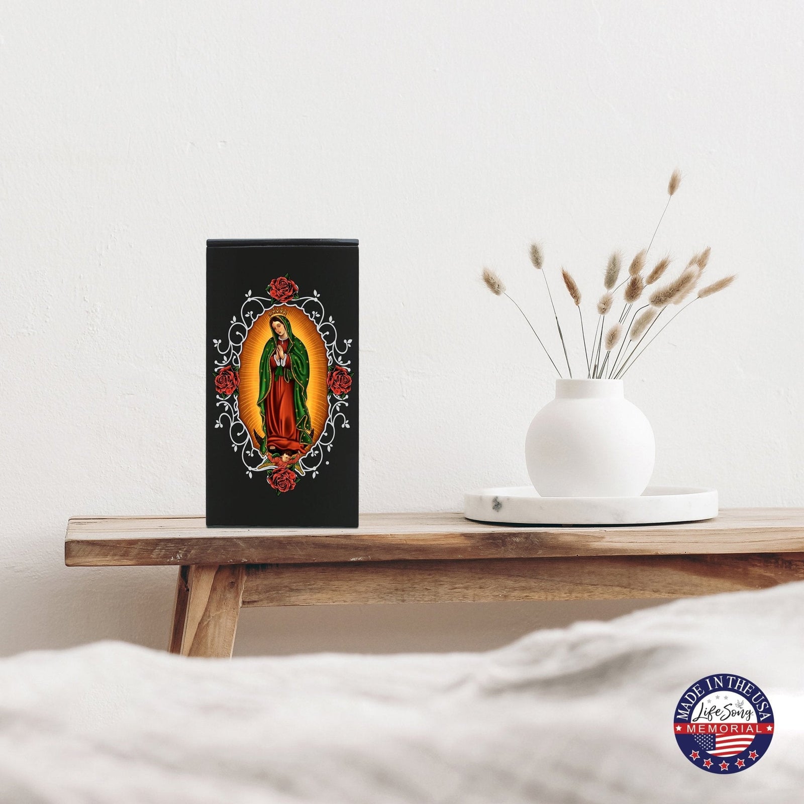 Virgin Lady of Guadalupe Memorial Cremation Keepsake Urn For Adult Human Ashes In Spanish - Lady Of Guadalupe - LifeSong Milestones