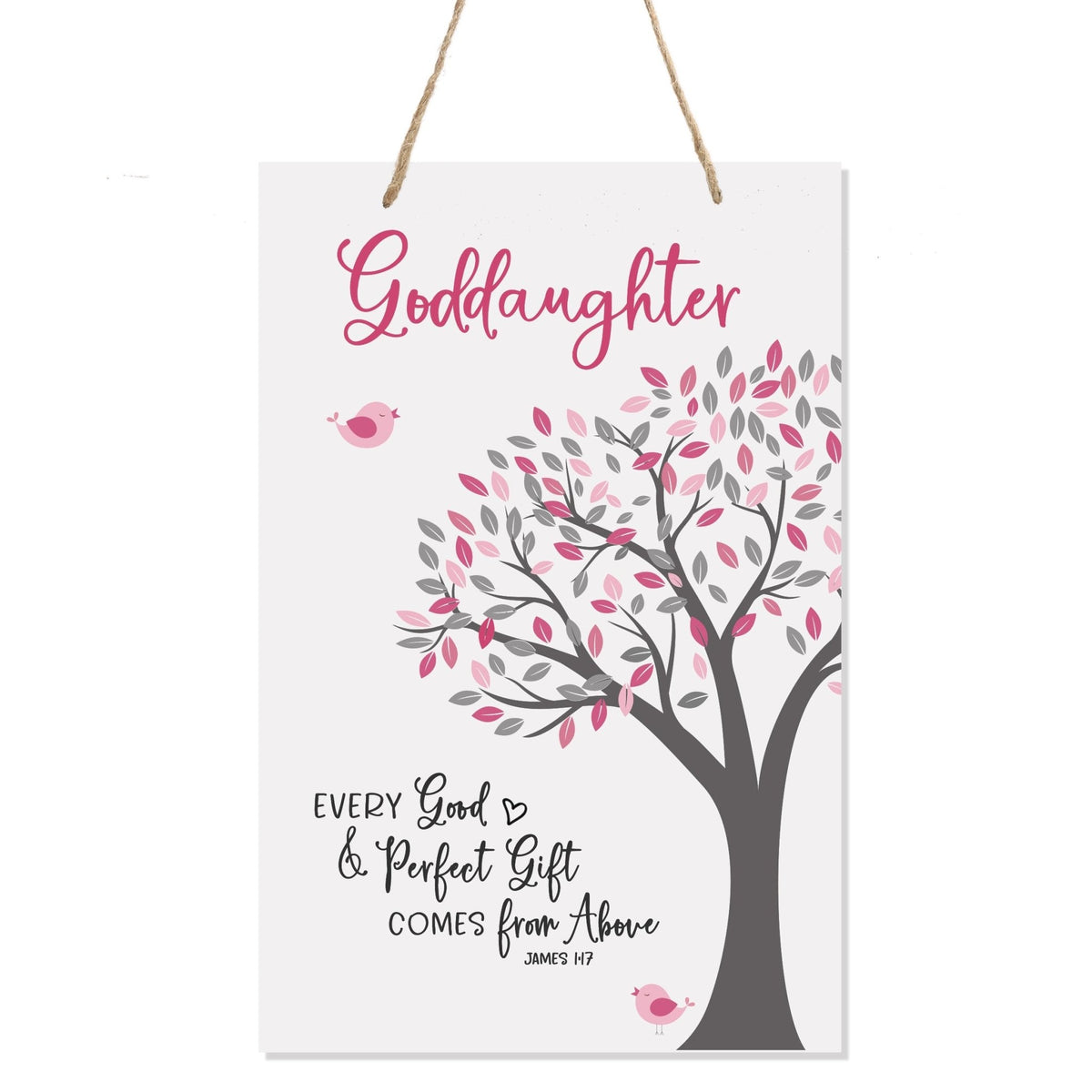 Wall Hanging Rope Signs Baptism Gifts for Girls - Goddaughter Every Good & Perfect Gift - LifeSong Milestones