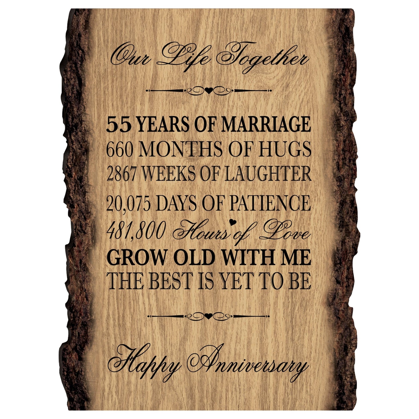 Wedding Anniversary Bark Wood Wall Plaque - Our Life Together - LifeSong Milestones