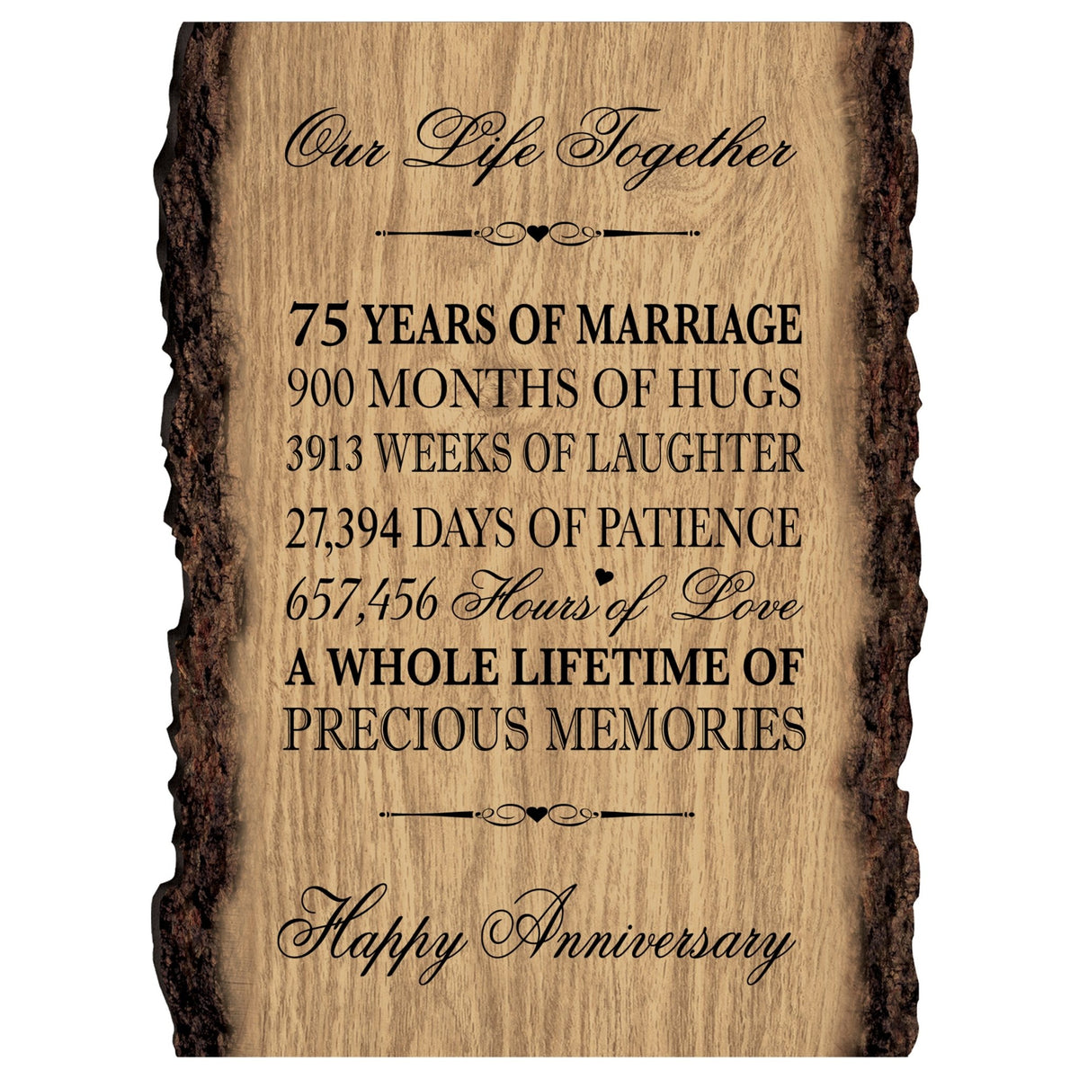Wedding Anniversary Bark Wood Wall Plaque - Our Life Together - LifeSong Milestones