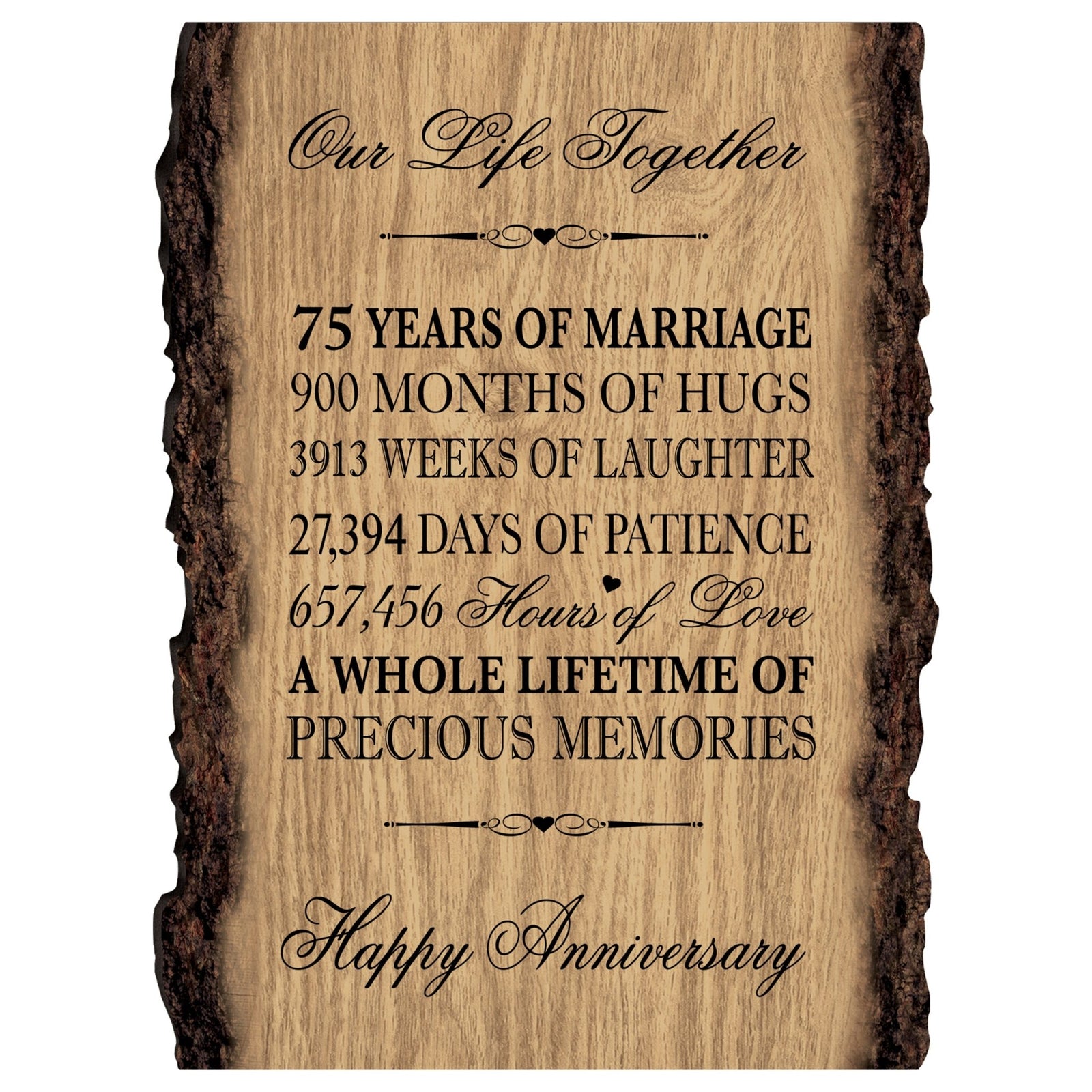 Wedding Anniversary Bark Wood Wall Plaque - Our Life Together - LifeSong Milestones
