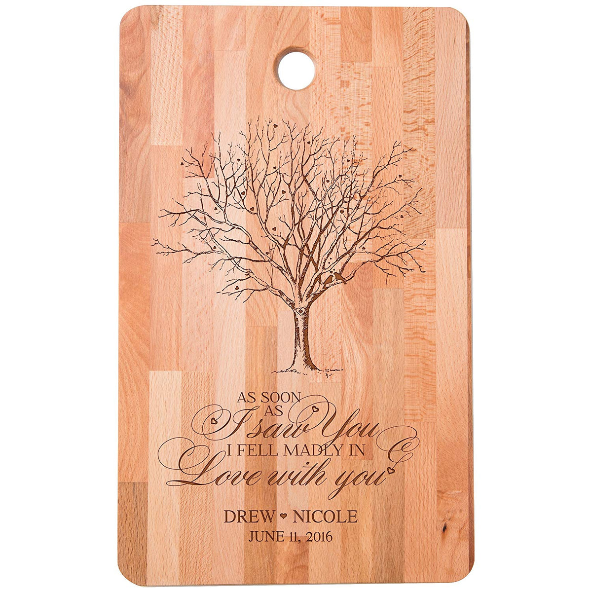 Wedding Anniversary Personalized Bamboo Cutting Board - Madly In Love - LifeSong Milestones
