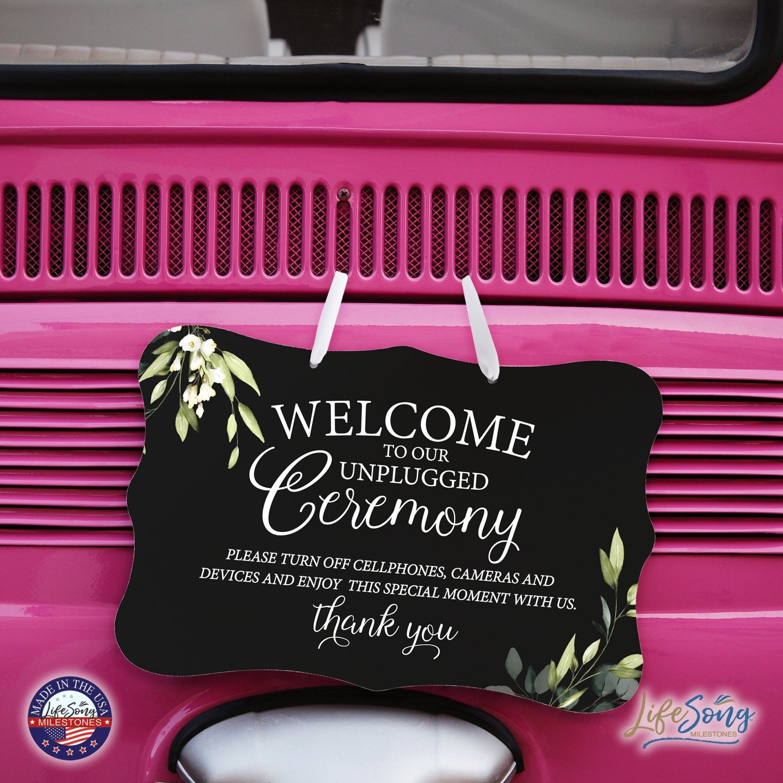 Wedding Hanging Sign - Unplugged Ceremony - LifeSong Milestones