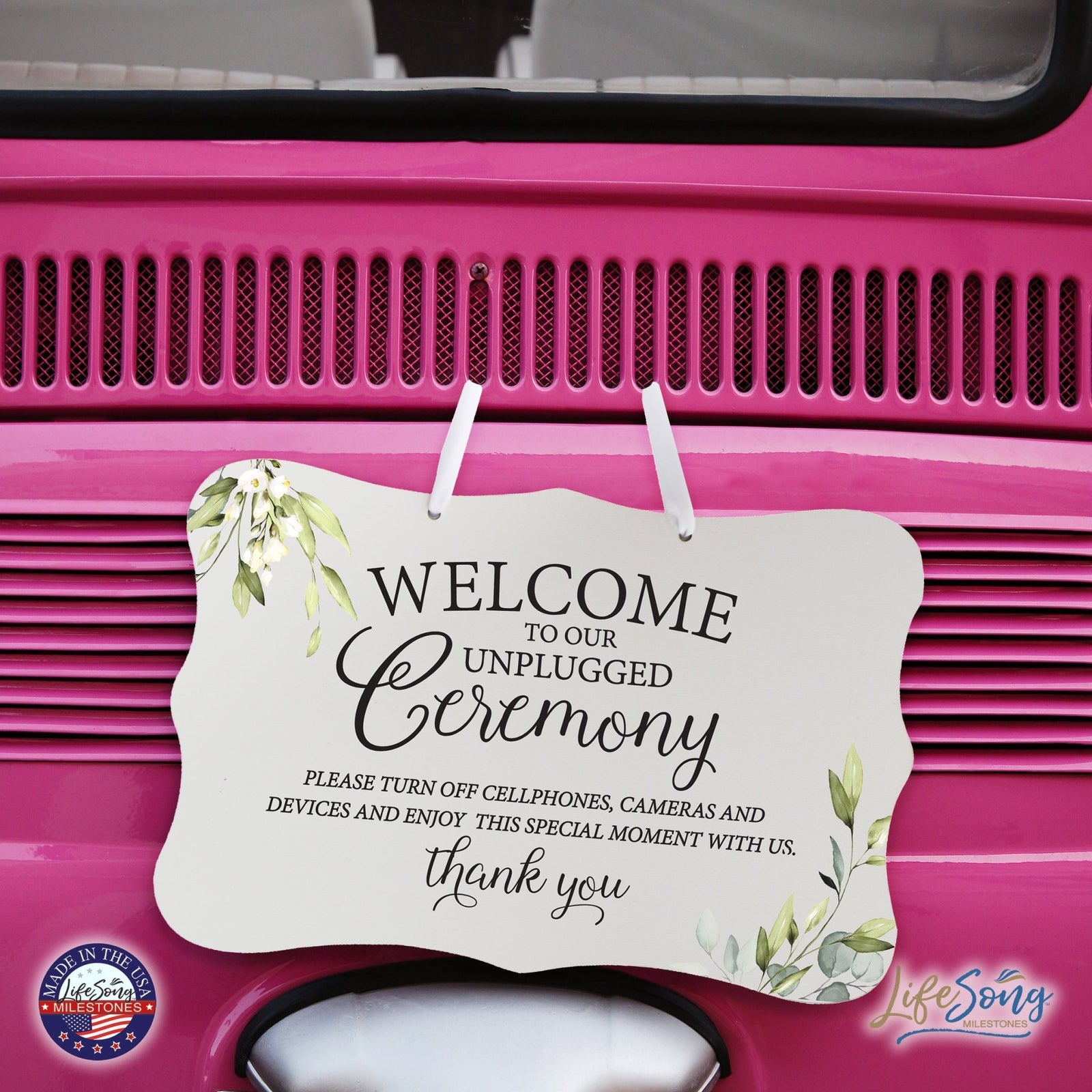 Wedding Hanging Sign - Unplugged Ceremony - LifeSong Milestones