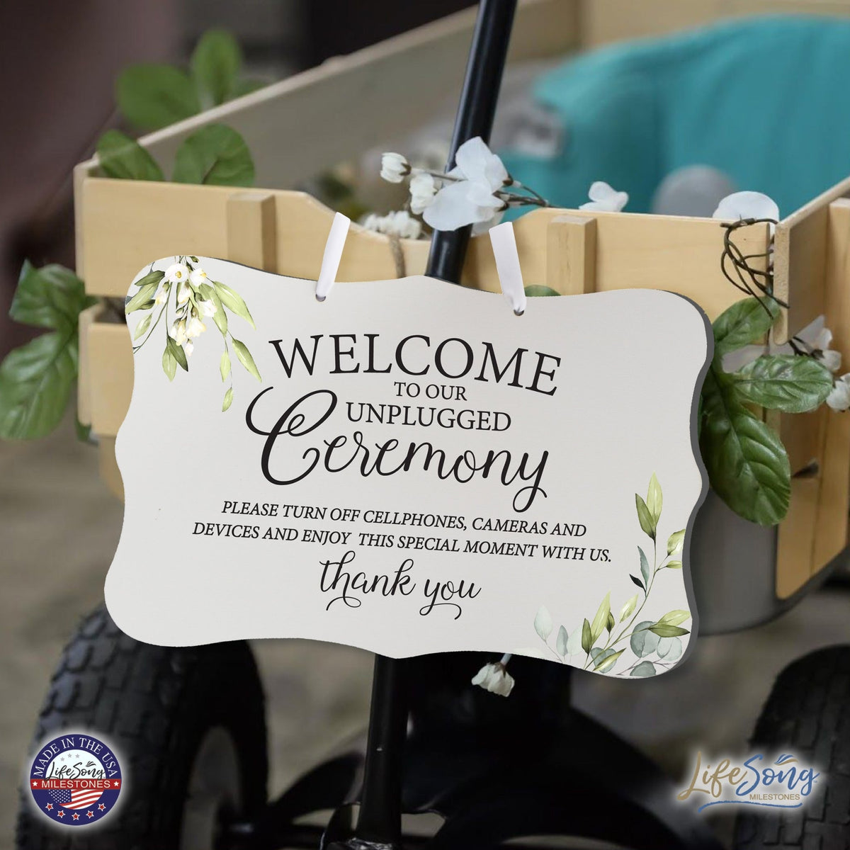 Wedding Hanging Sign - Unplugged Ceremony - LifeSong Milestones