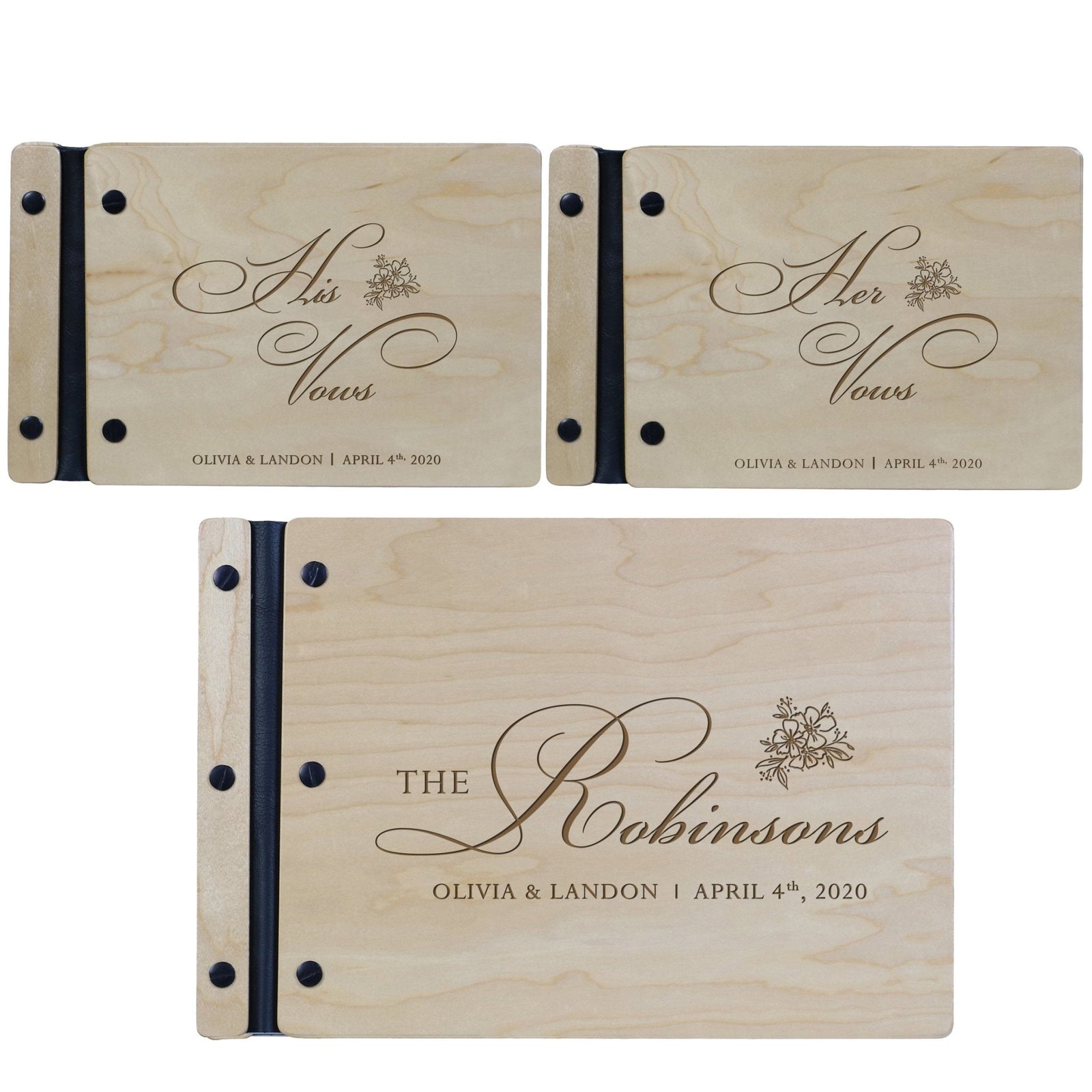 Wedding Vow Guest Book 3 Piece - Design F - LifeSong Milestones