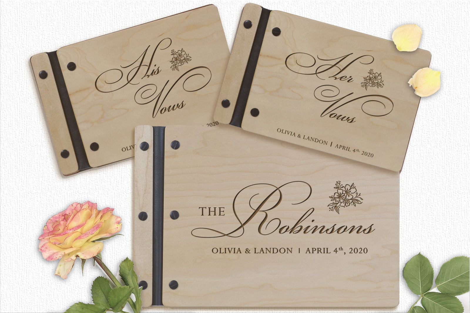 Wedding Vow Guest Book 3 Piece - Design F - LifeSong Milestones
