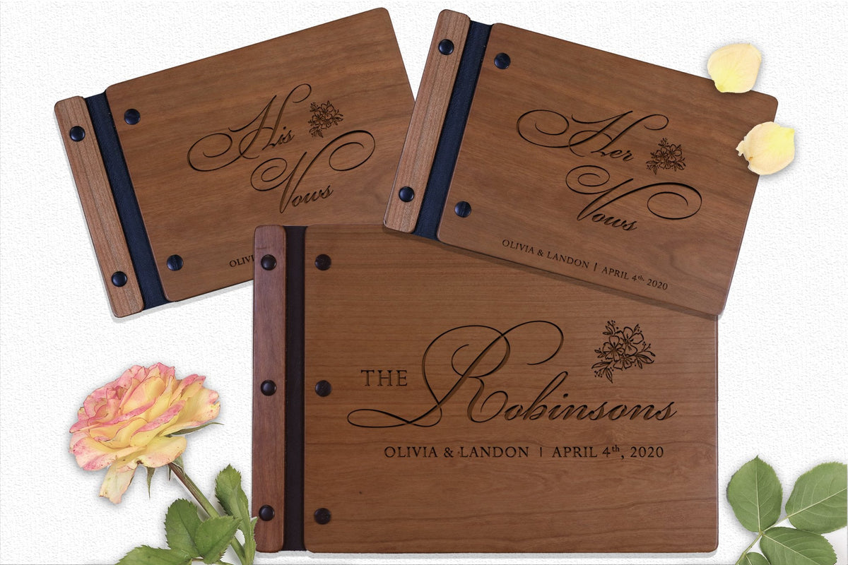 Wedding Vow Guest Book 3 Piece - Design F - LifeSong Milestones