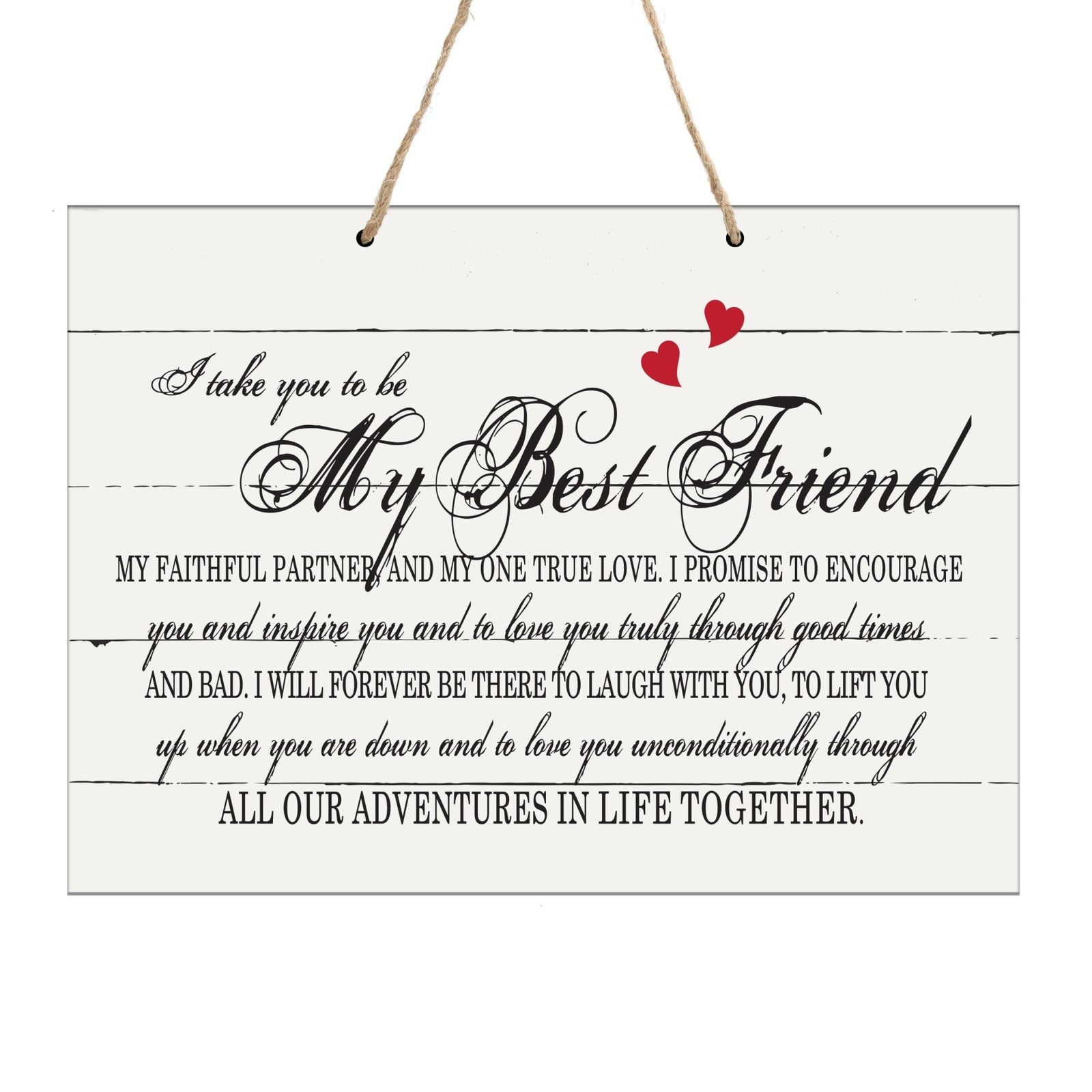 Wedding Vow Shiplap Decor Rope Sign - My Best Friend - LifeSong Milestones