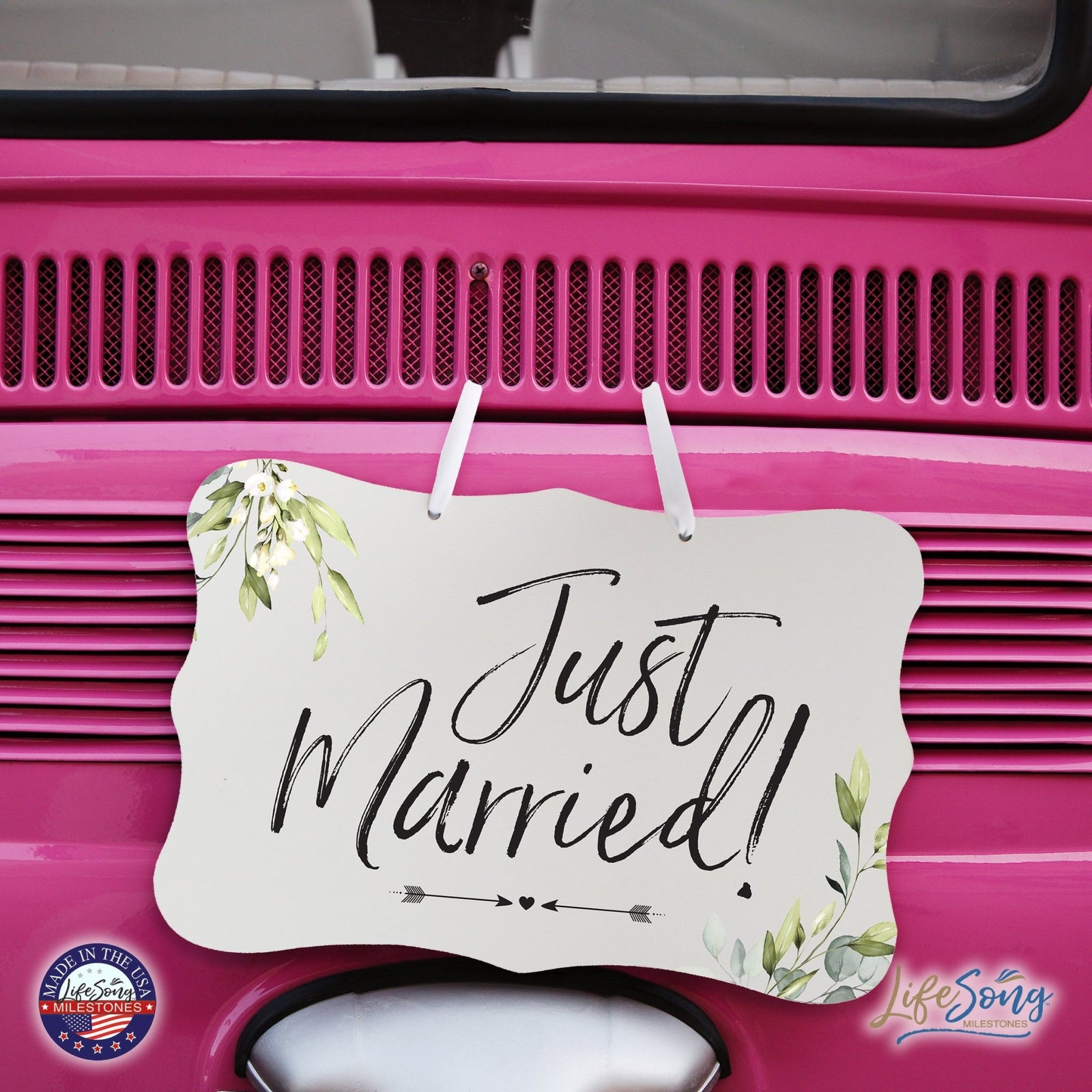 Wedding Wall Hanging Sign - Just Married - LifeSong Milestones