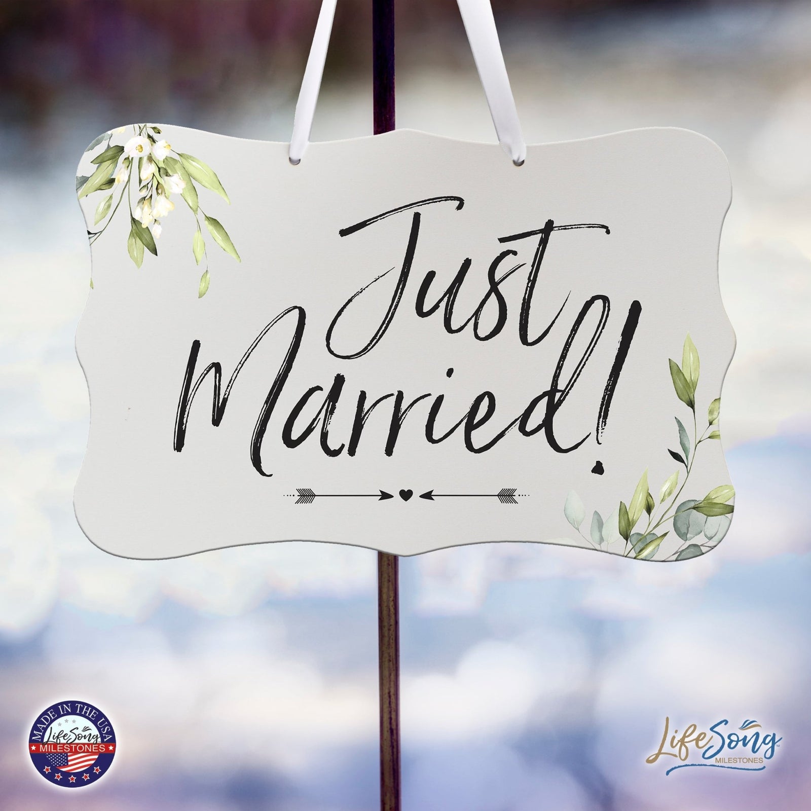 Wedding Wall Hanging Sign - Just Married - LifeSong Milestones