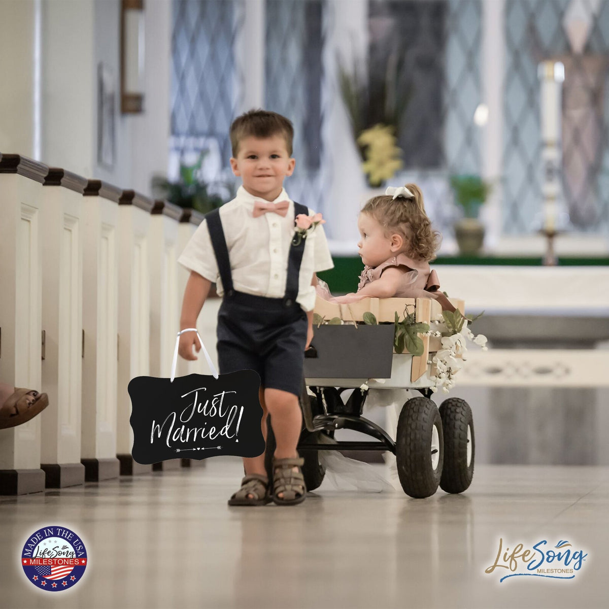 Wedding Wall Hanging Signs For Ceremony And Reception For Couples - Just Married (Heart) - LifeSong Milestones