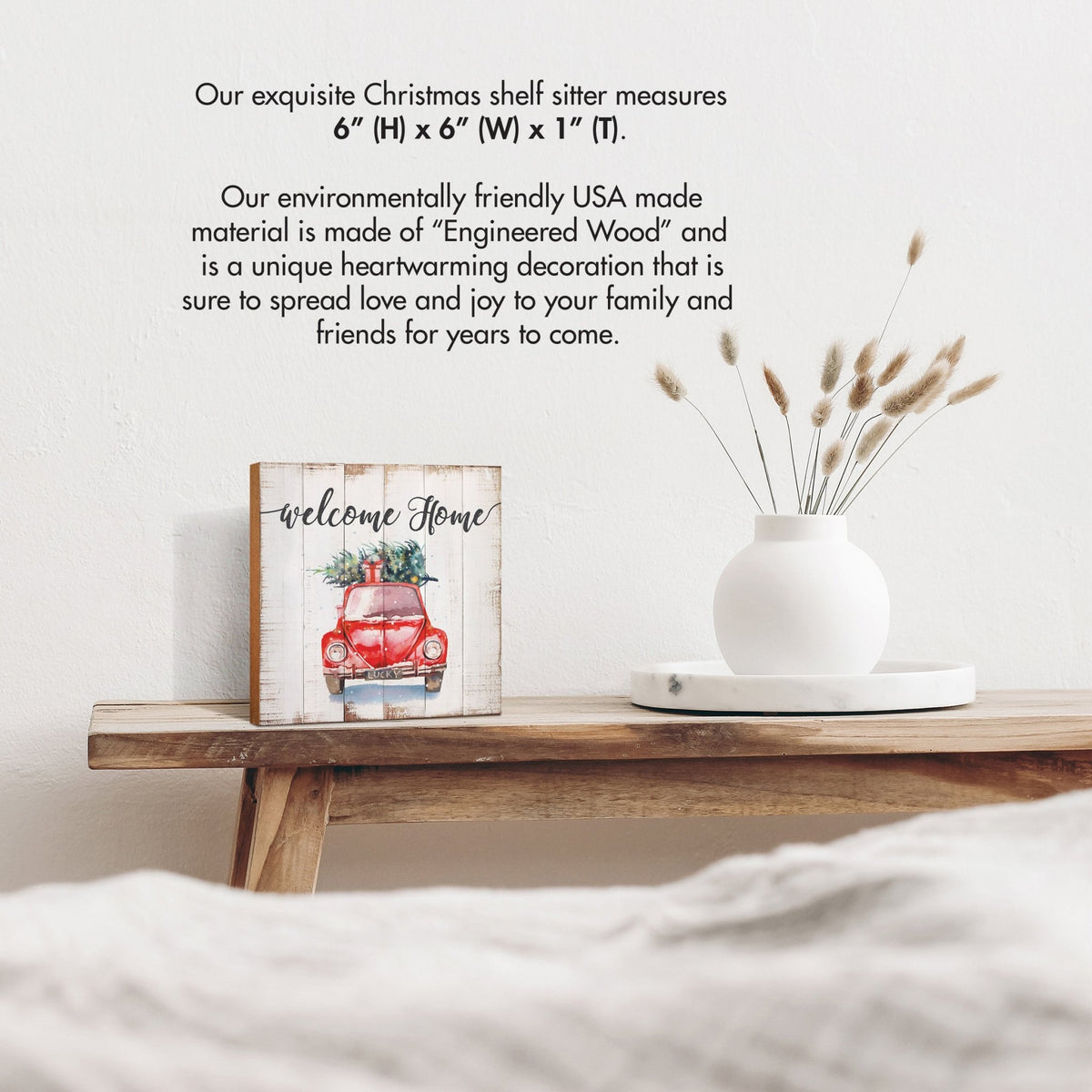 Welcome Home | Wooden Christmas Sign 6x6 - LifeSong Milestones