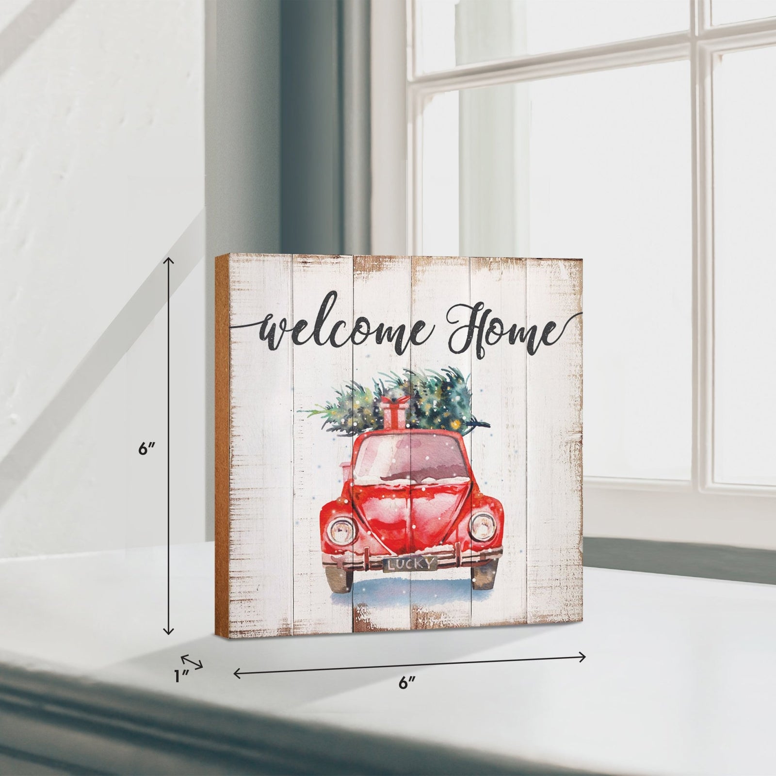 Welcome Home | Wooden Christmas Sign 6x6 - LifeSong Milestones