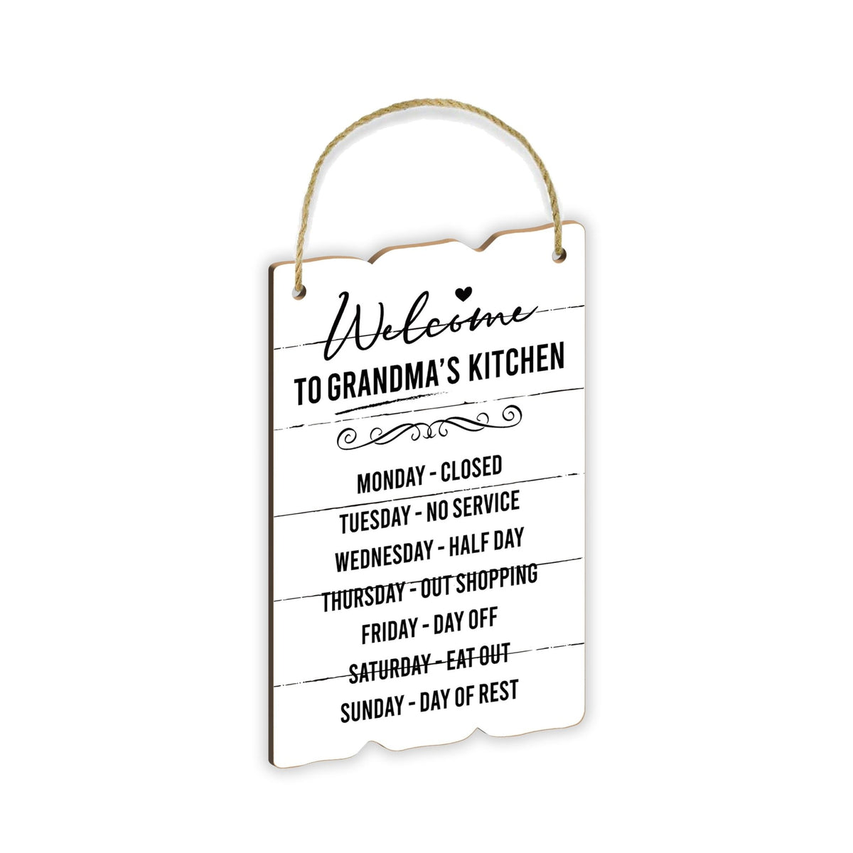Welcome To Grandma's Kitchen Inspirational Wooden Wall Hanging Shaped Rope Sign Kitchen Home Décor - LifeSong Milestones