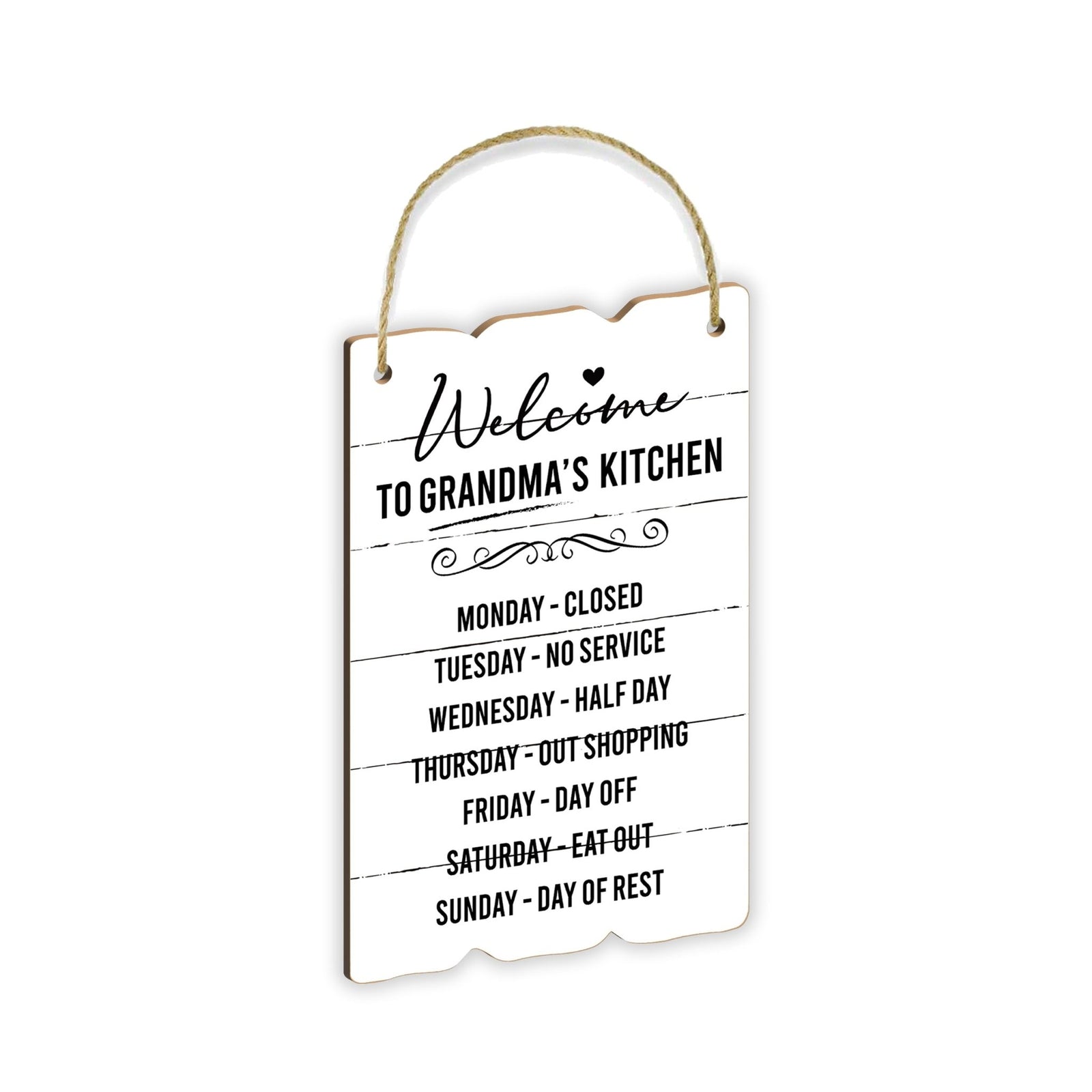Welcome To Grandma's Kitchen Inspirational Wooden Wall Hanging Shaped Rope Sign Kitchen Home Décor - LifeSong Milestones