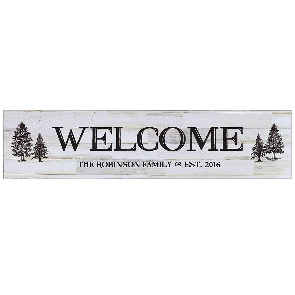 Welcome Wooden Wall Sign Art Size Distressed White 10 x 40 - LifeSong Milestones