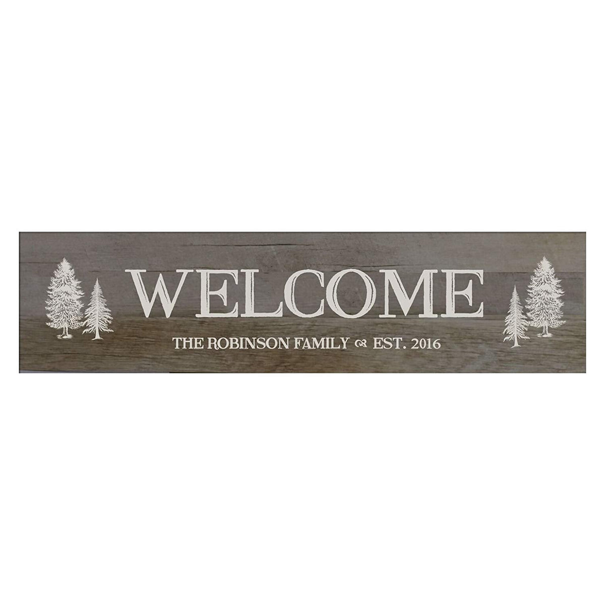 Welcome Wooden Wall Sign With Tree Art Size Barnwood 10 x 40 - LifeSong Milestones