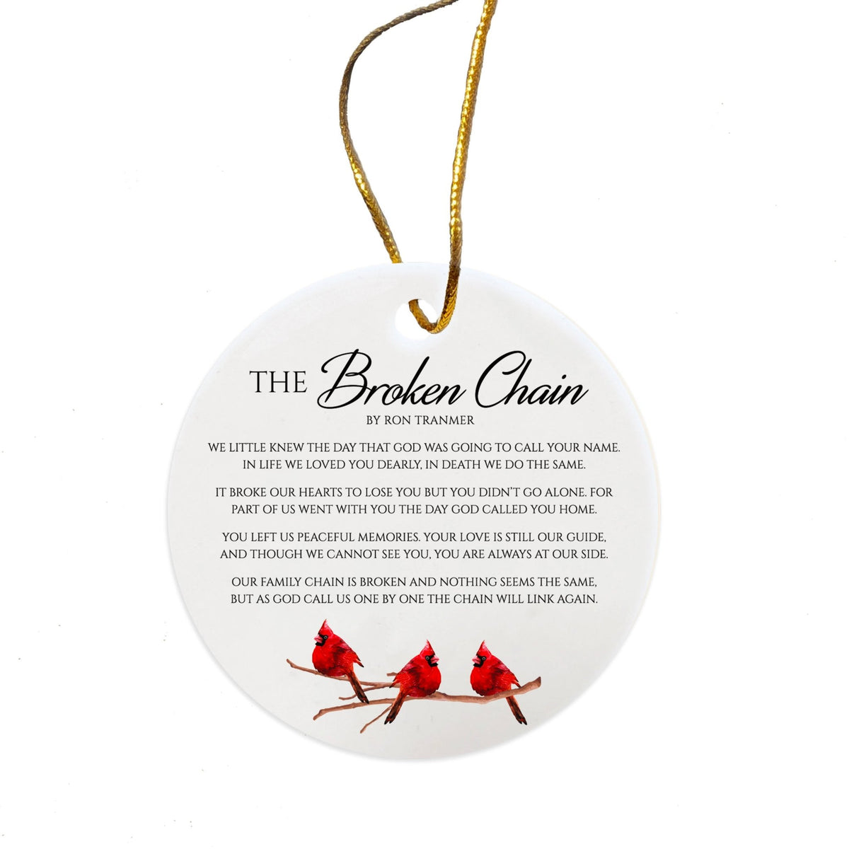 White Ceramic Cardinal Ornament With Everyday Verses Gift Ideas - The Broken Chain - LifeSong Milestones