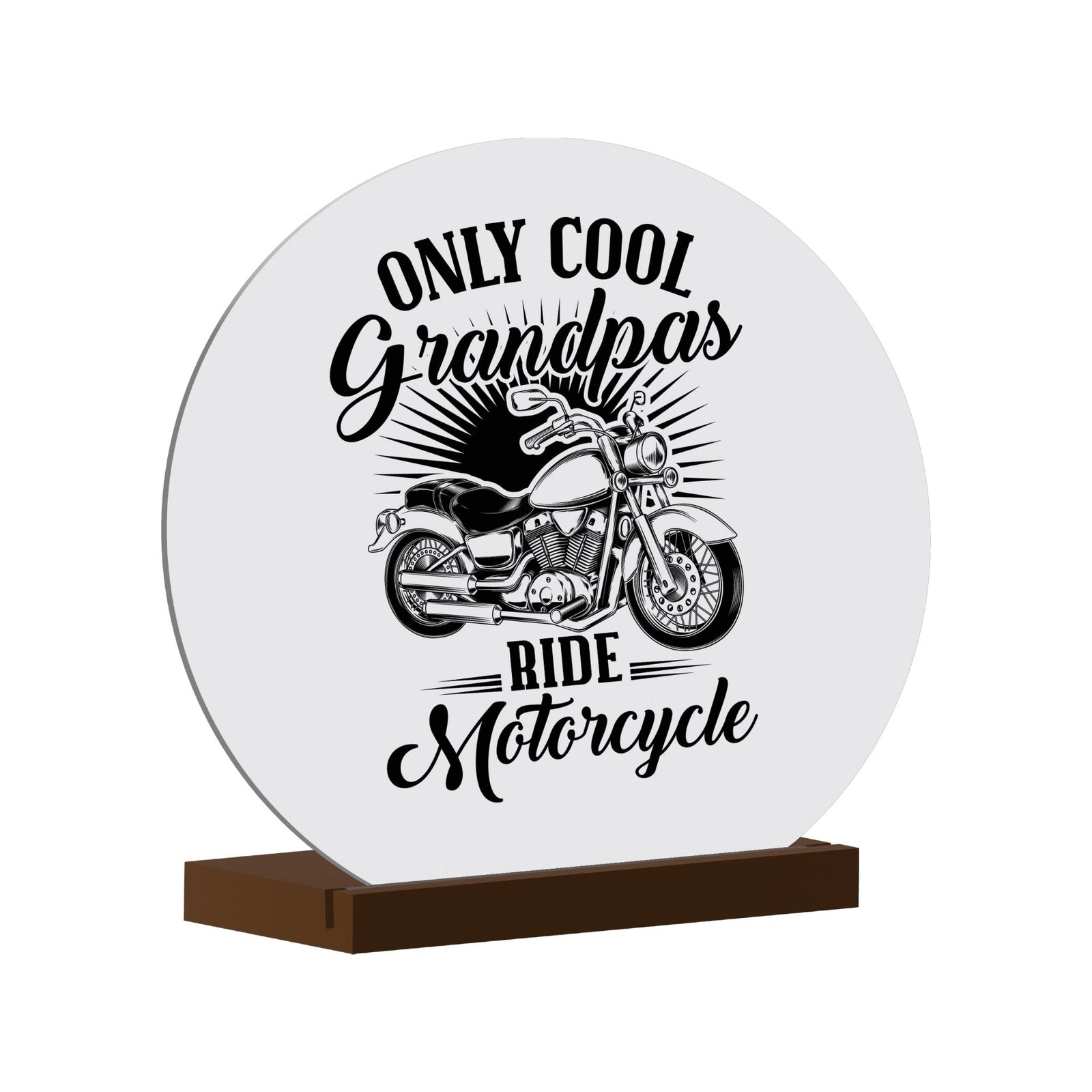 White Round Sign With Wooden Base For Grandparents Gift Ideas - Only Cool Grandpas - LifeSong Milestones