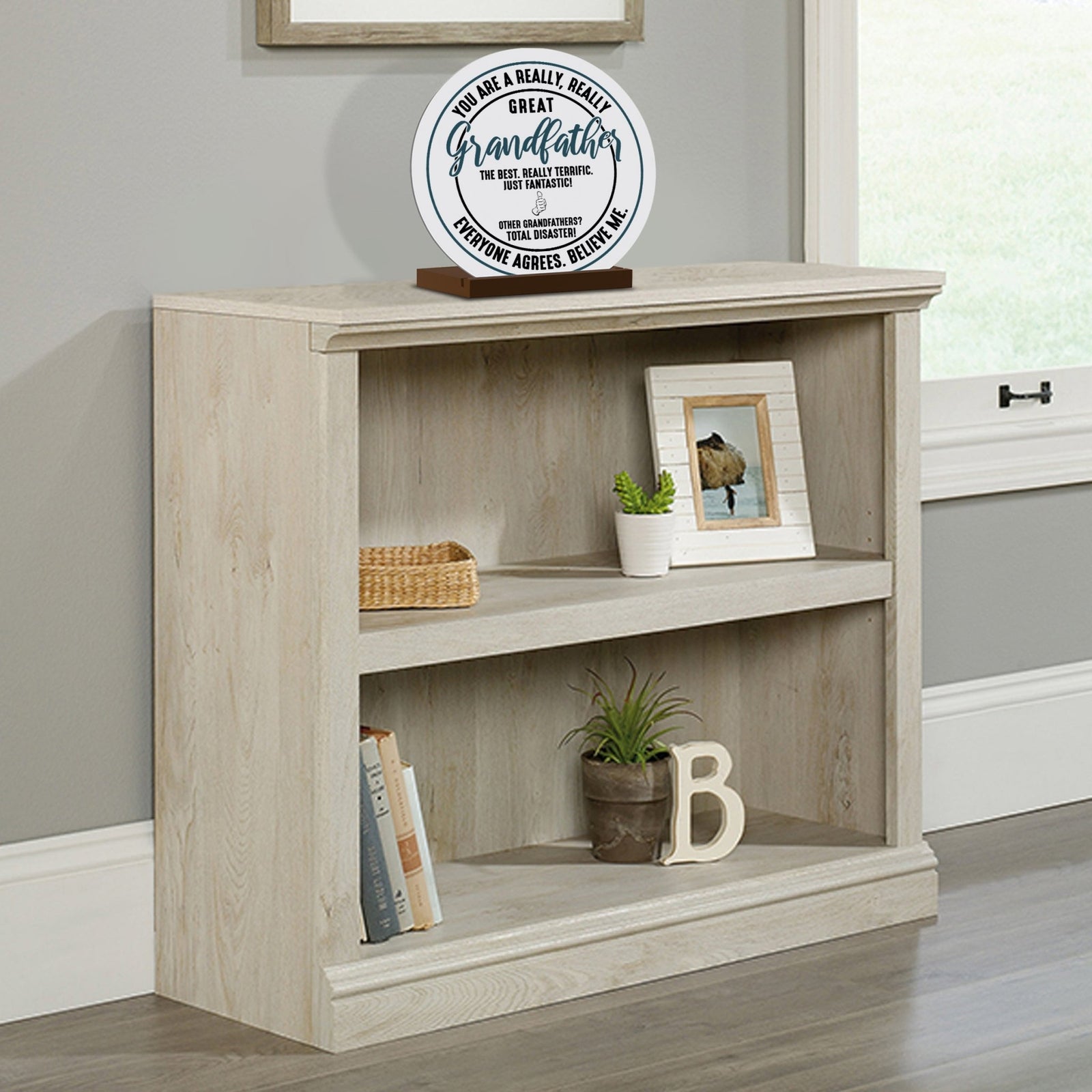 White Round Sign With Wooden Base For Grandparents Gift Ideas - You Are A Really, Really Great Grandfather - LifeSong Milestones