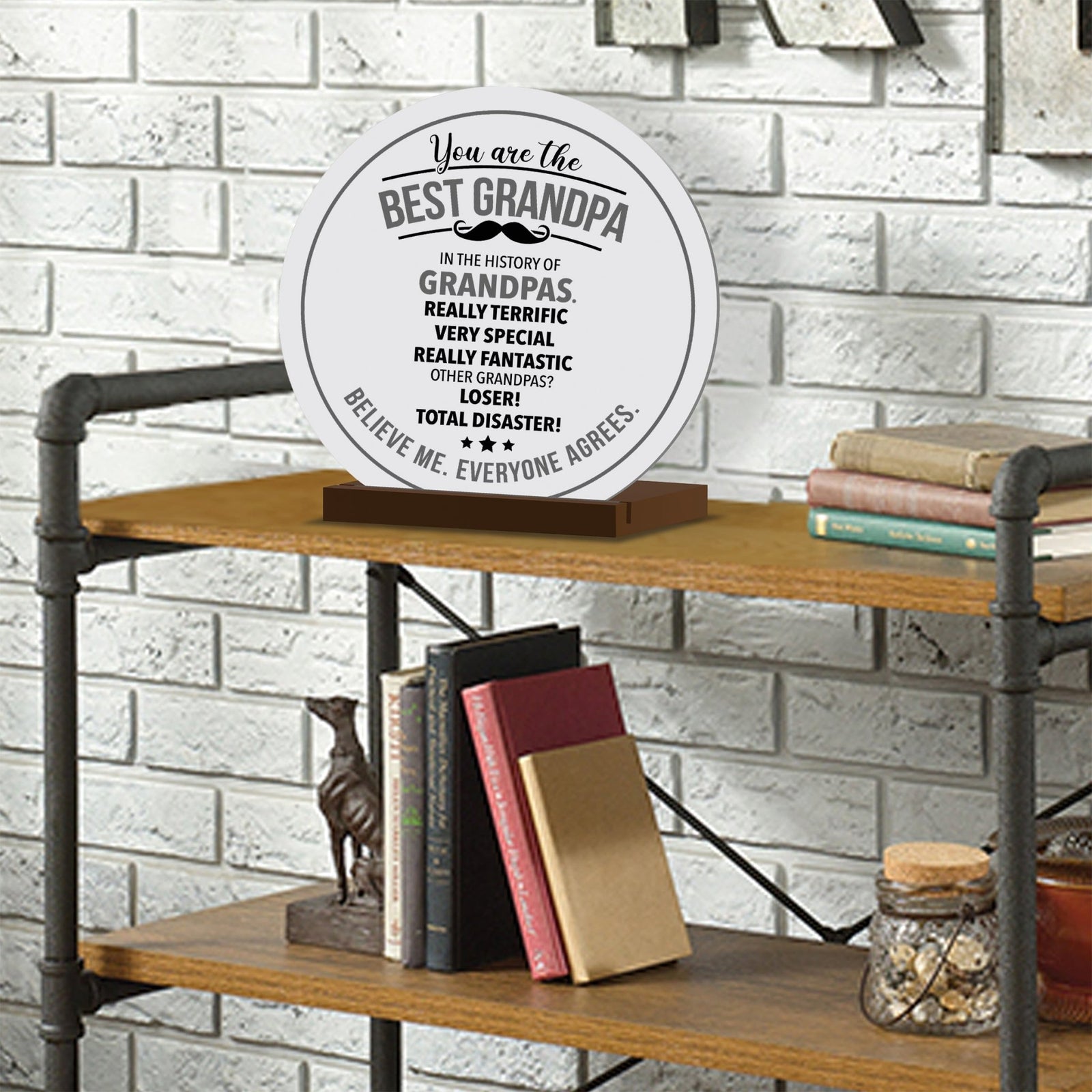 White Round Sign With Wooden Base For Grandparents Gift Ideas - You Are The Best Grandpas - LifeSong Milestones