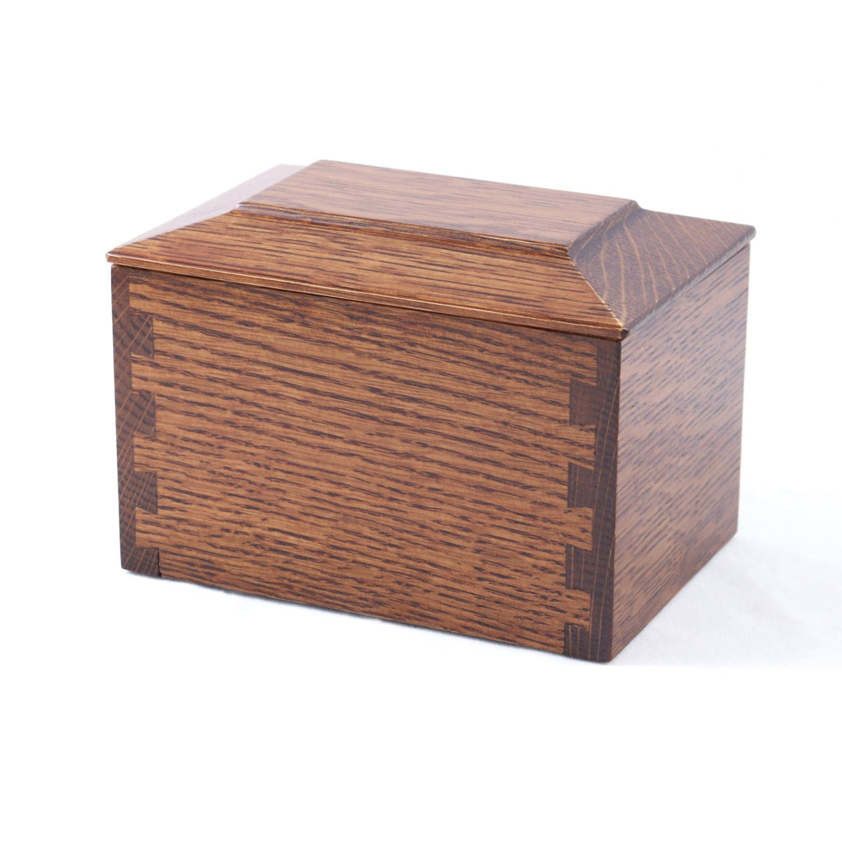 Wood Cremation Urn Box for Human Ashes| Dovetail Urn Light Quarter Sawn White Oak - LifeSong Milestones