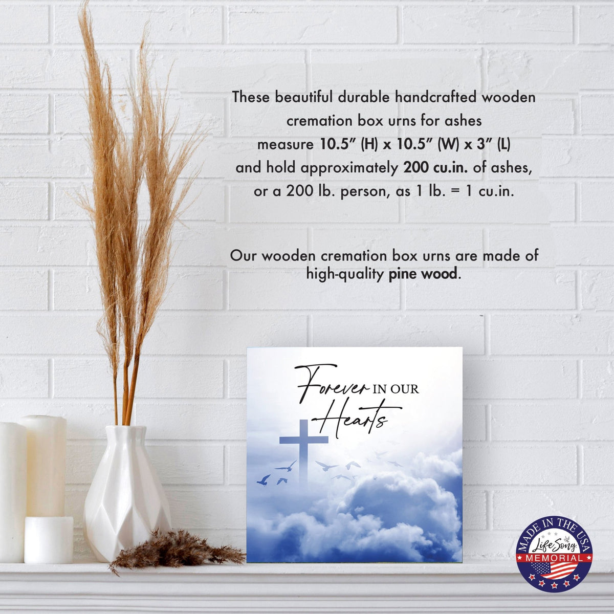 Wood Cremation Urn – “Forever in Our Hearts” Memorial Keepsake for Human Ashes - LifeSong Milestones