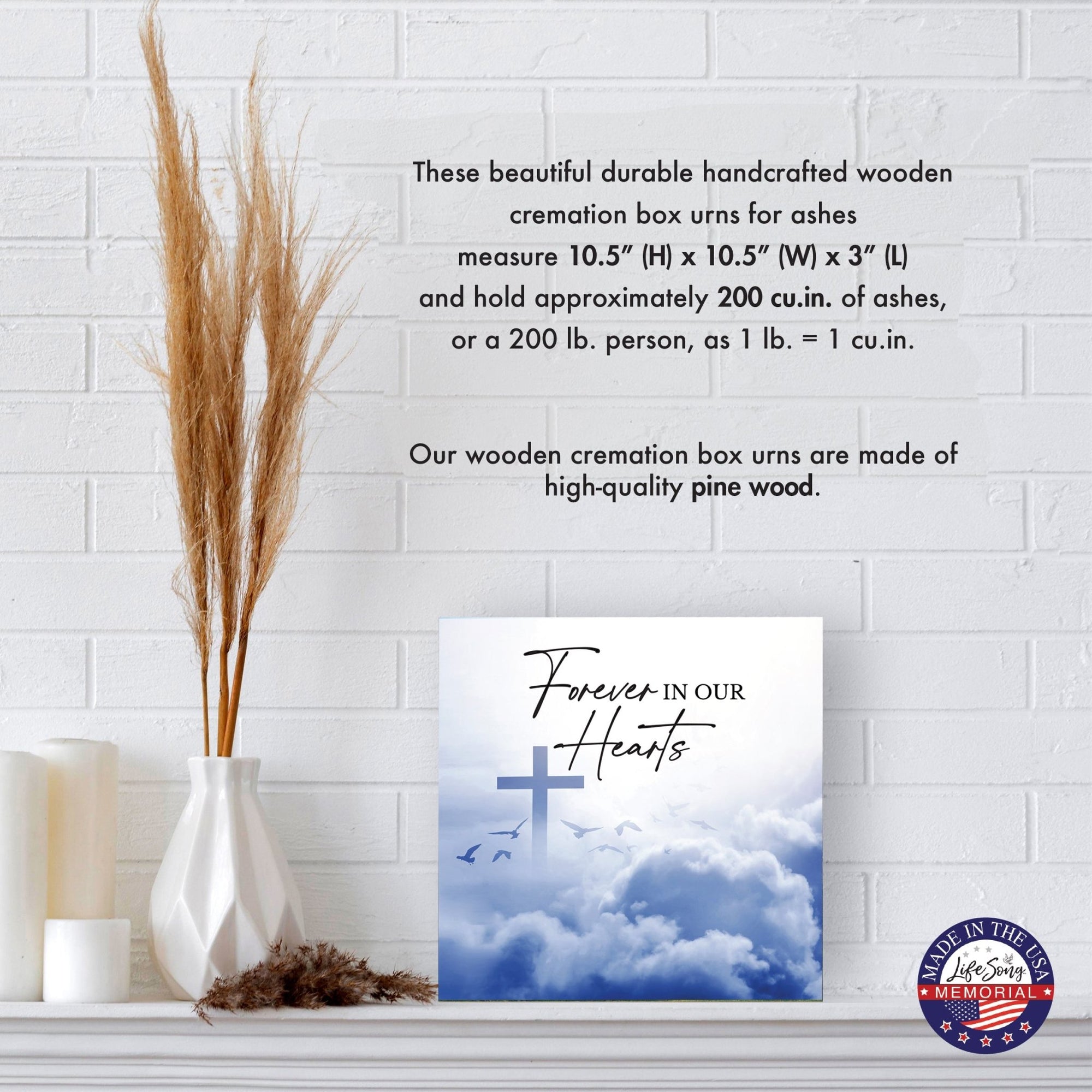 Wood Cremation Urn – “Forever in Our Hearts” Memorial Keepsake for Human Ashes - LifeSong Milestones