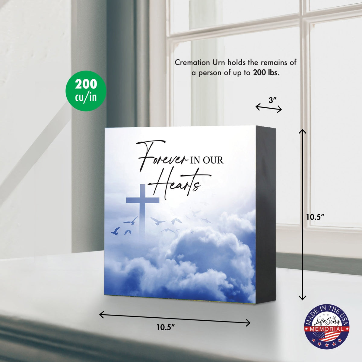 Wood Cremation Urn – “Forever in Our Hearts” Memorial Keepsake for Human Ashes - LifeSong Milestones