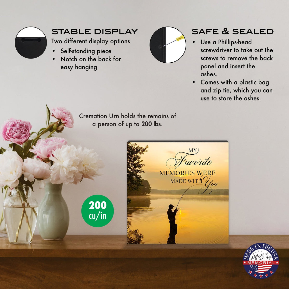 Wood Keepsake Cremation Urn – Handcrafted Wooden Box for Human Ashes - LifeSong Milestones