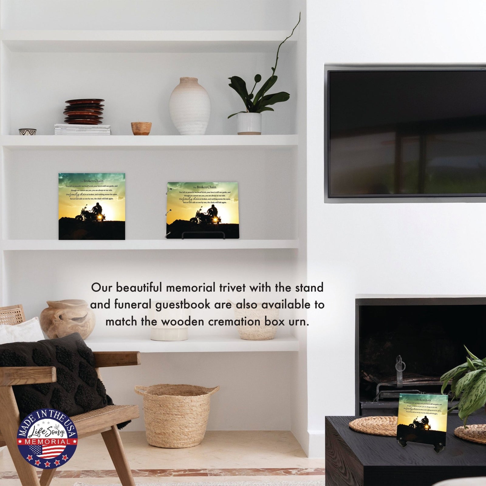 Wood Keepsake Urn for Human Ashes – The Broken Chain Poem – Wooden Funeral Memorial Display - LifeSong Milestones