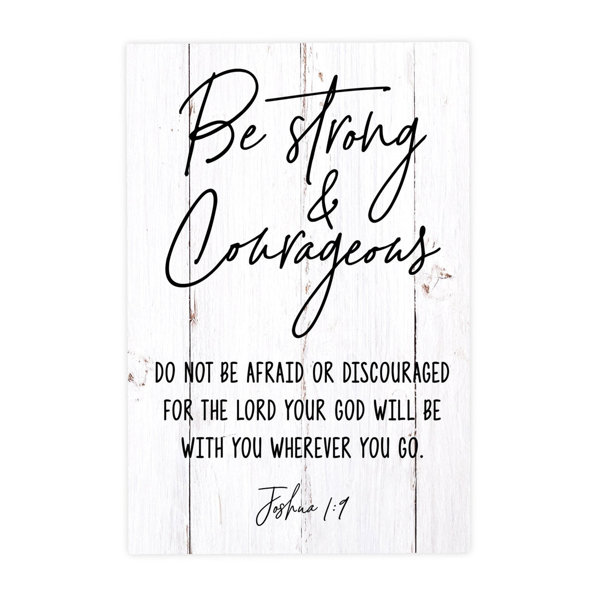 Wood Wall Sign with Inspirational Bible Verse Be Strong & Courageous Table Top Home Office Desk Decoration 5.5x8in - LifeSong Milestones