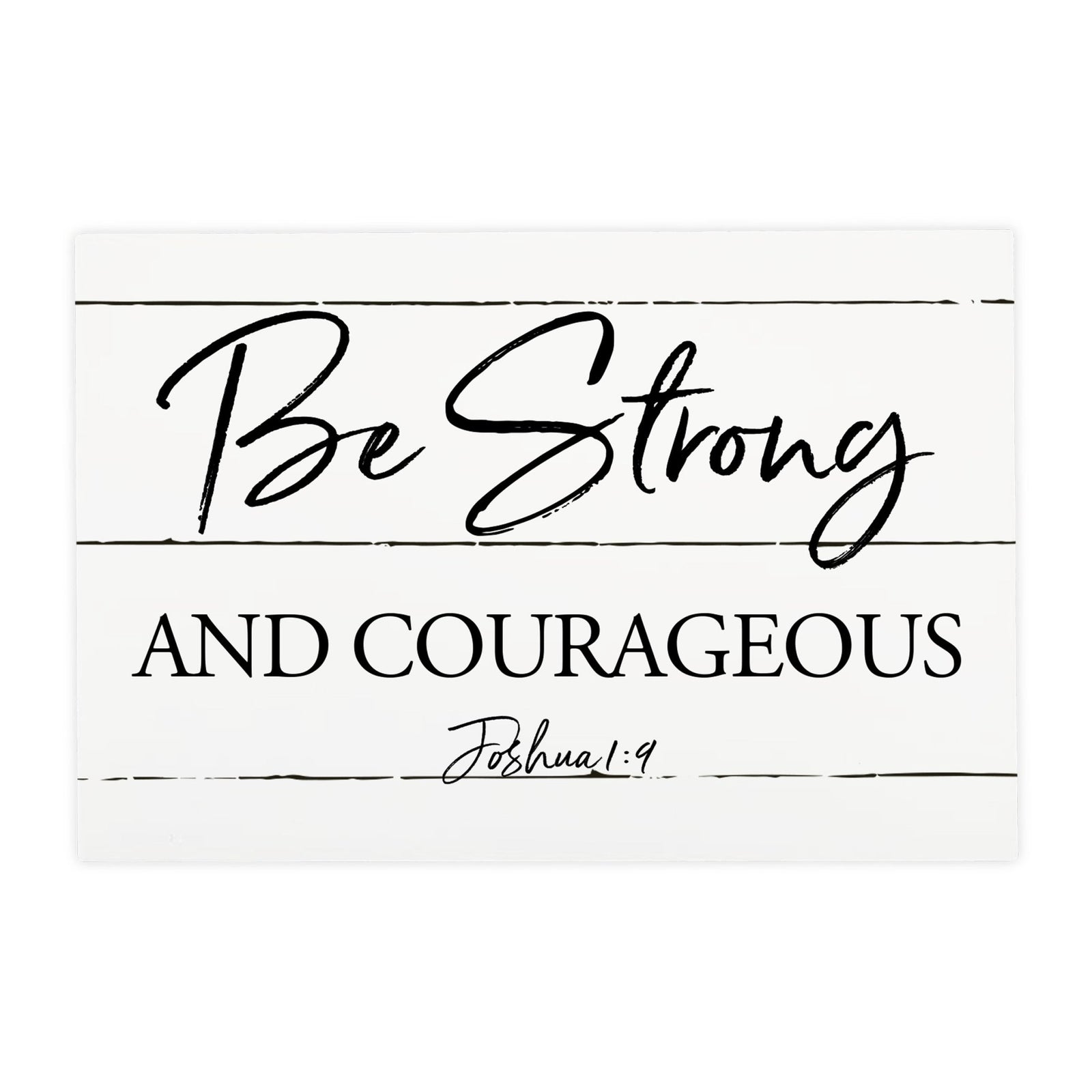 Wood Wall Sign with Inspirational Bible Verse Be Strong & Courageous Table Top Home Office Desk Decoration 5.5x8in - LifeSong Milestones