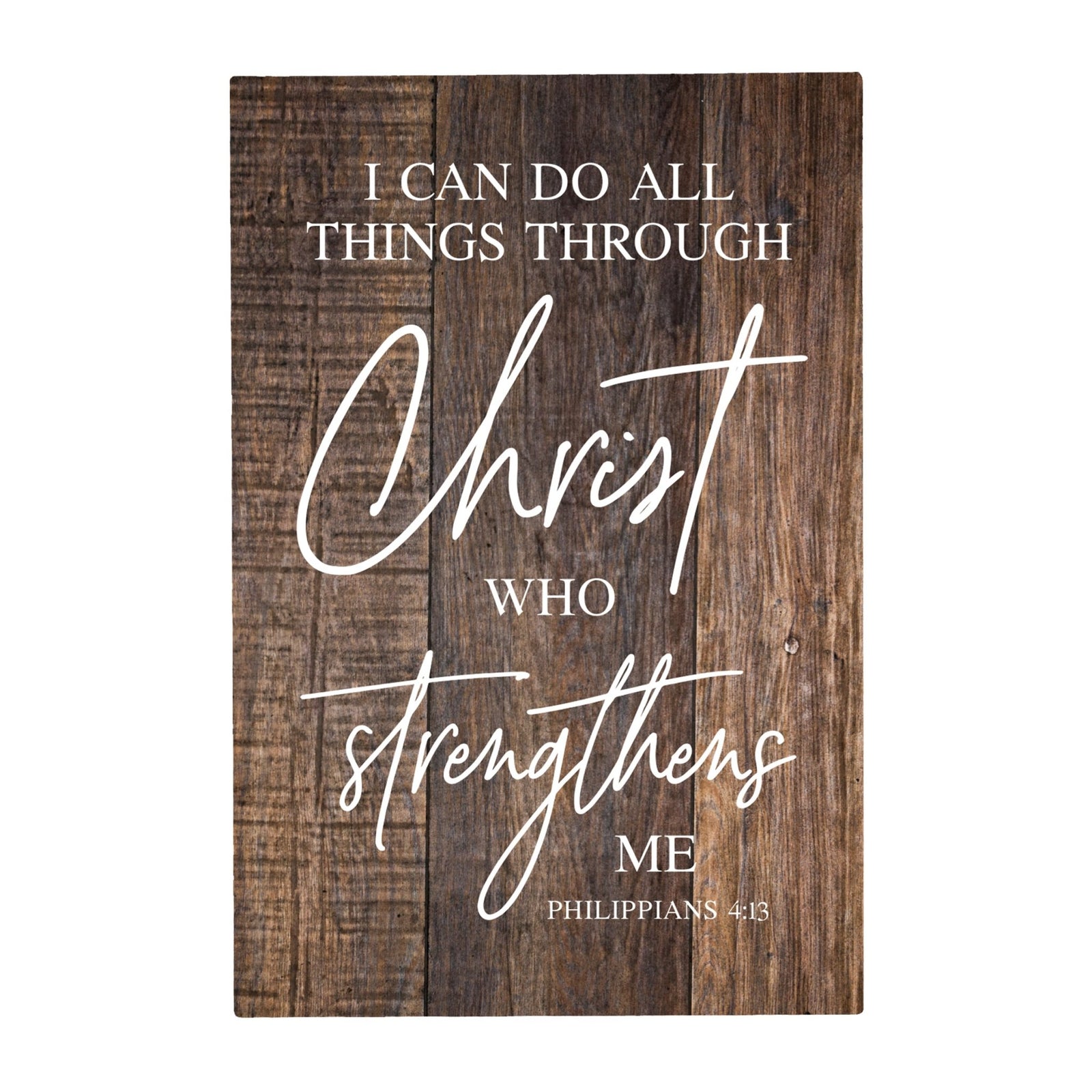 Wood Wall Sign with Inspirational Bible Verse I Can Do All Things Table Top Home Office Desk Decoration 5.5x8in - LifeSong Milestones