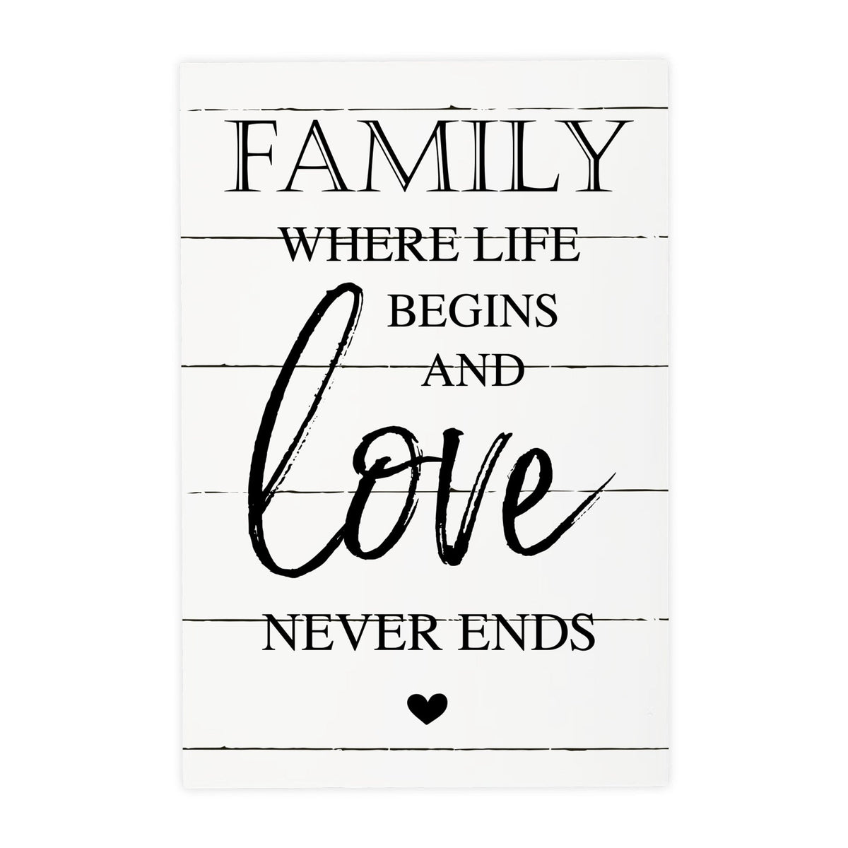 Wood Wall Sign with Inspirational Quote Family Where Life Begins (Heart) Table Top Home Office Desk Decoration 5.5x8in - LifeSong Milestones