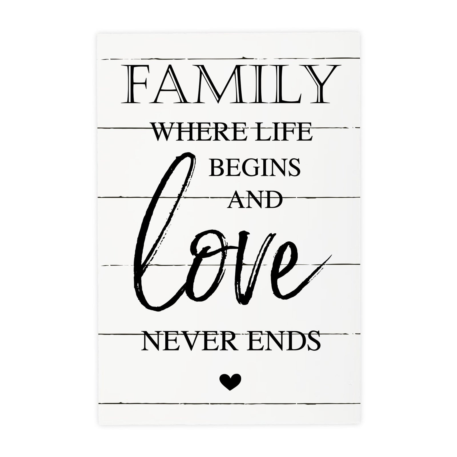 Wood Wall Sign with Inspirational Quote Family Where Life Begins (Heart) Table Top Home Office Desk Decoration 5.5x8in - LifeSong Milestones