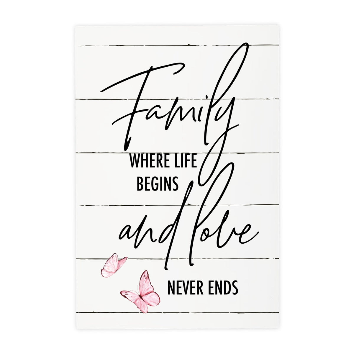 Wood Wall Sign with Inspirational Quote Family Where Life Begins (Pink) Table Top Home Office Desk Decoration 5.5x8in - LifeSong Milestones